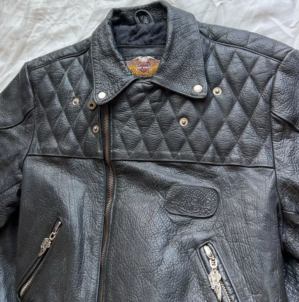 Harley Davidson × Vintage Vintage Harley Davidson Biker Jacket Men’s XL Leather Moto Size US XL / EU 56 / 4 - 4 Thumbnail