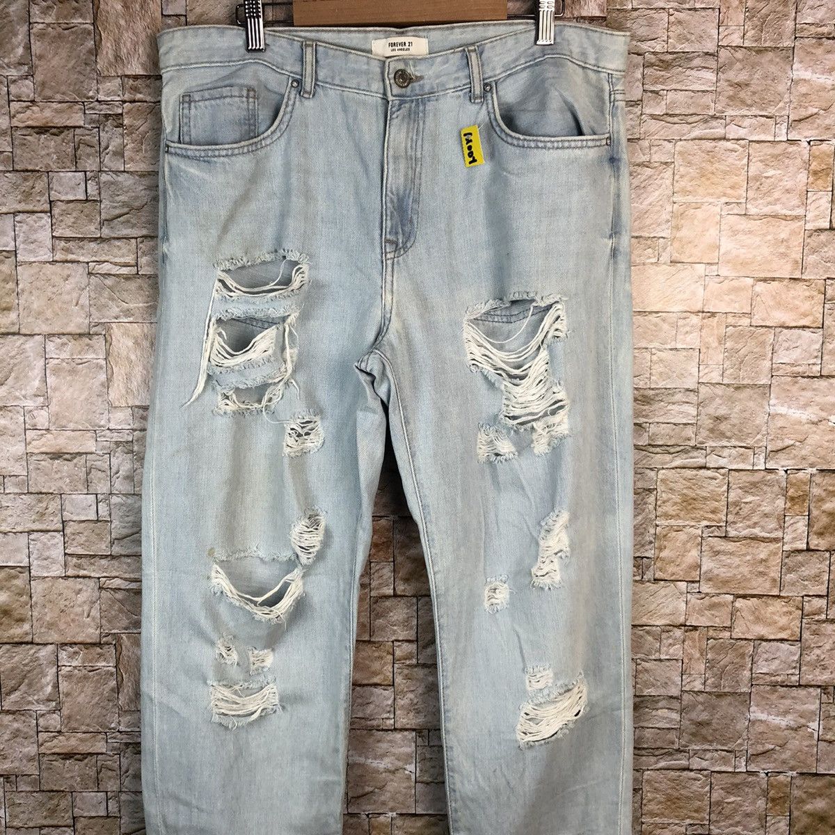 Japanese Brand Forever 21 Blue ripped Distressed Denim Pants #A1004 Size 33" - 5 Thumbnail