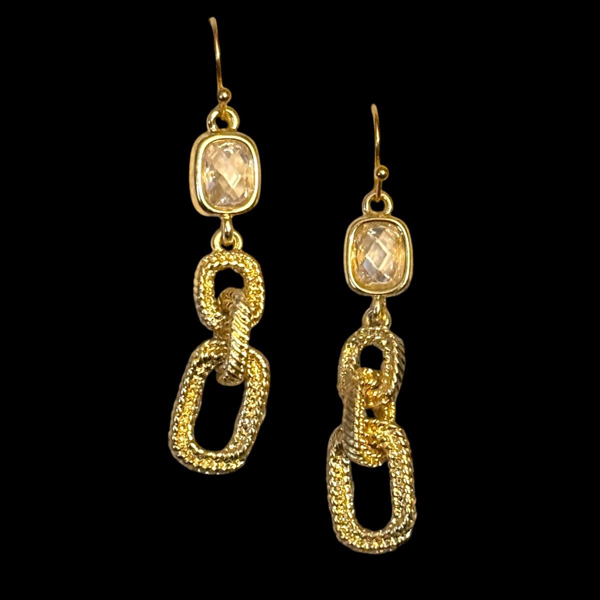 Other Gold tone textured chain link dangle earrings Size ONE SIZE - 1 Thumbnail