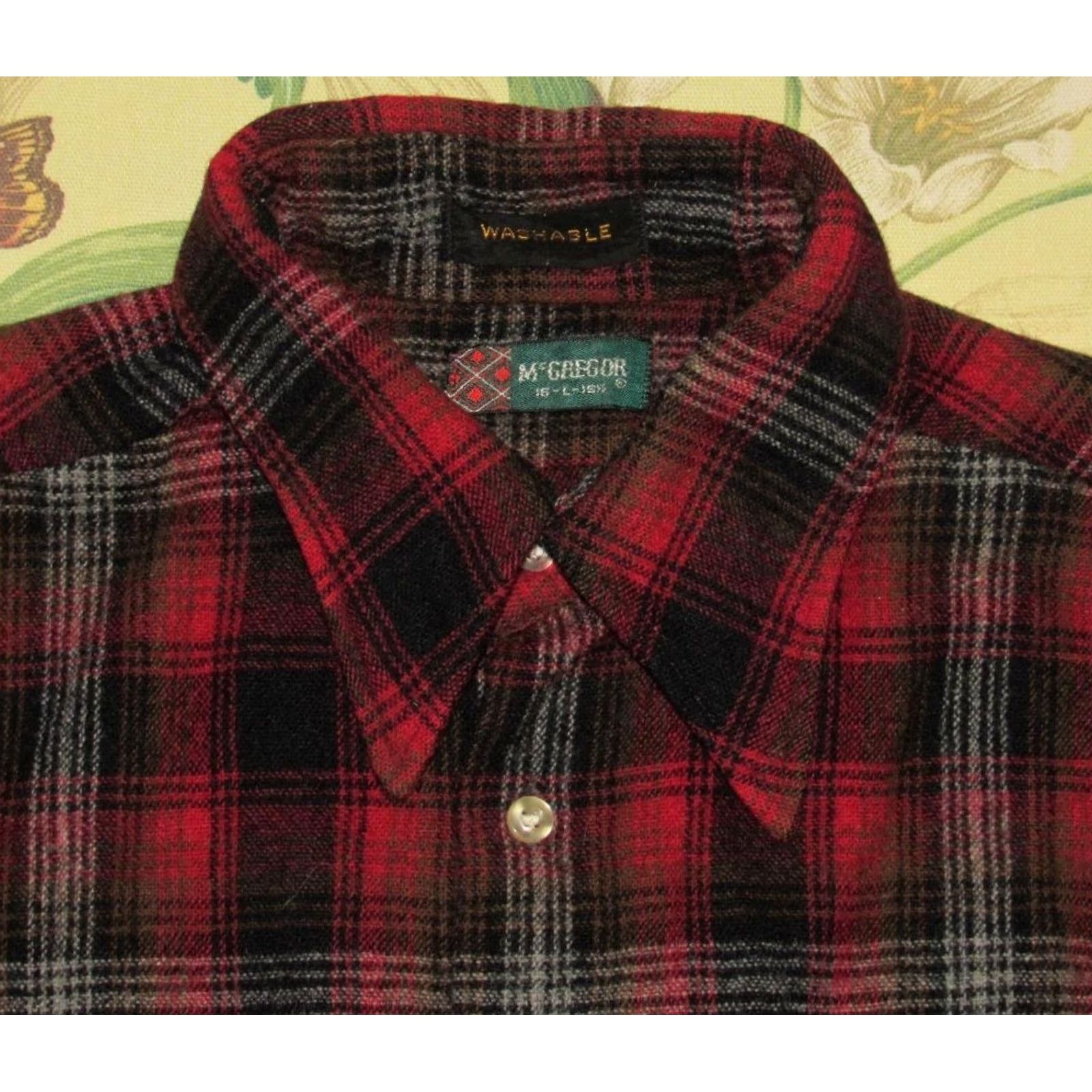 McGregor Vtg 50s McGREGOR Red Plaid Wool Long Sleeve Button Down Shirt Large L Mens Size US L / EU 52-54 / 3 - 2 Thumbnail