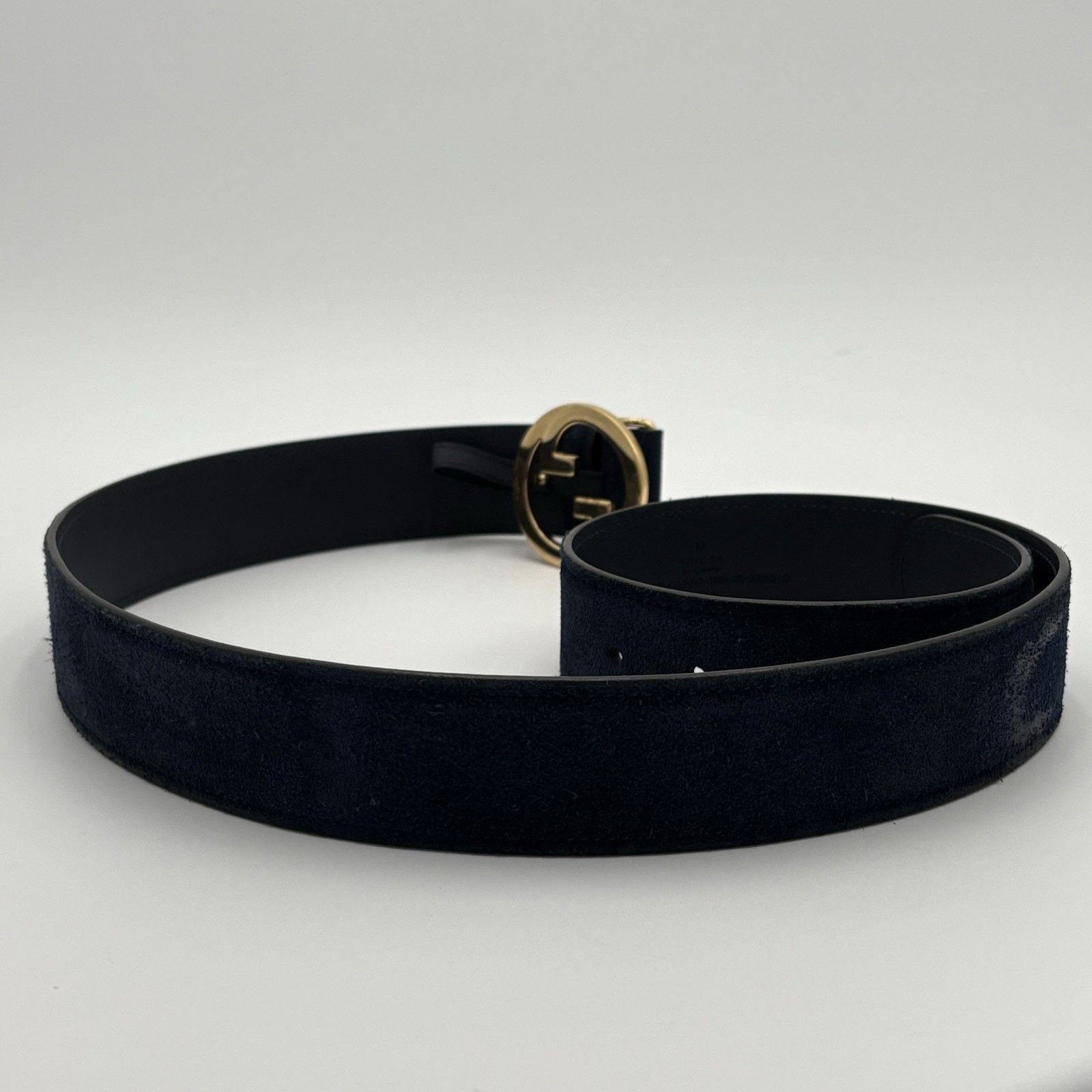 Gucci Gucci Belt GG Interlocking Buckle Suede & Leather ' Blue ' Size 40 - 5 Thumbnail