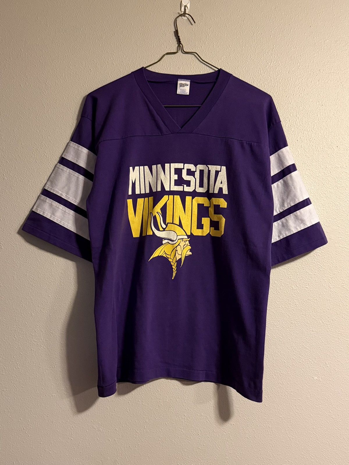 NFL vtg 80s minnesota vikings 1/2 sleeve shirt xl single stitch Size US XL / EU 56 / 4 - 1 Thumbnail