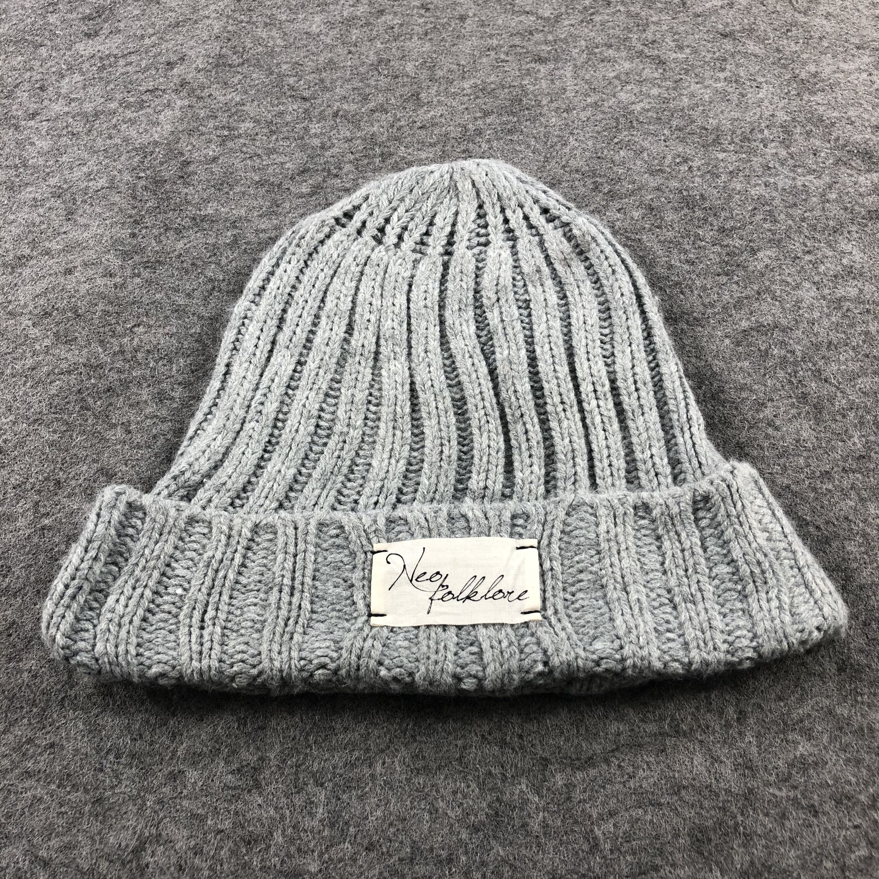 Vintage Neo Folklore Grey Beanie Snowcap Snow Hat B417 Size ONE SIZE - 3 Thumbnail