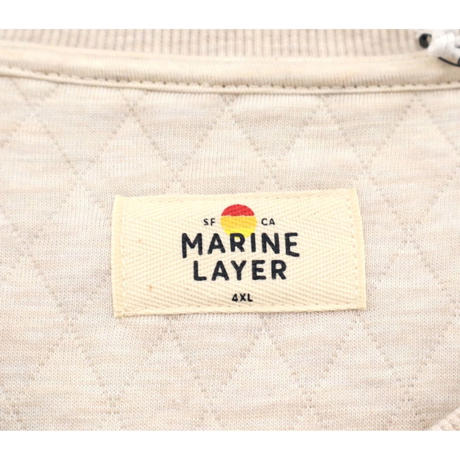 Marine Layer Marine Layer Sweatshirt MENS Crew Neck Quilted 4XL Beige Beige Heather polyester Rayon Machine Washable 28.5" Pit to Pit 31" Shoulder to Hem NEW Size US XXL / EU 58 / 5 - 5 Thumbnail