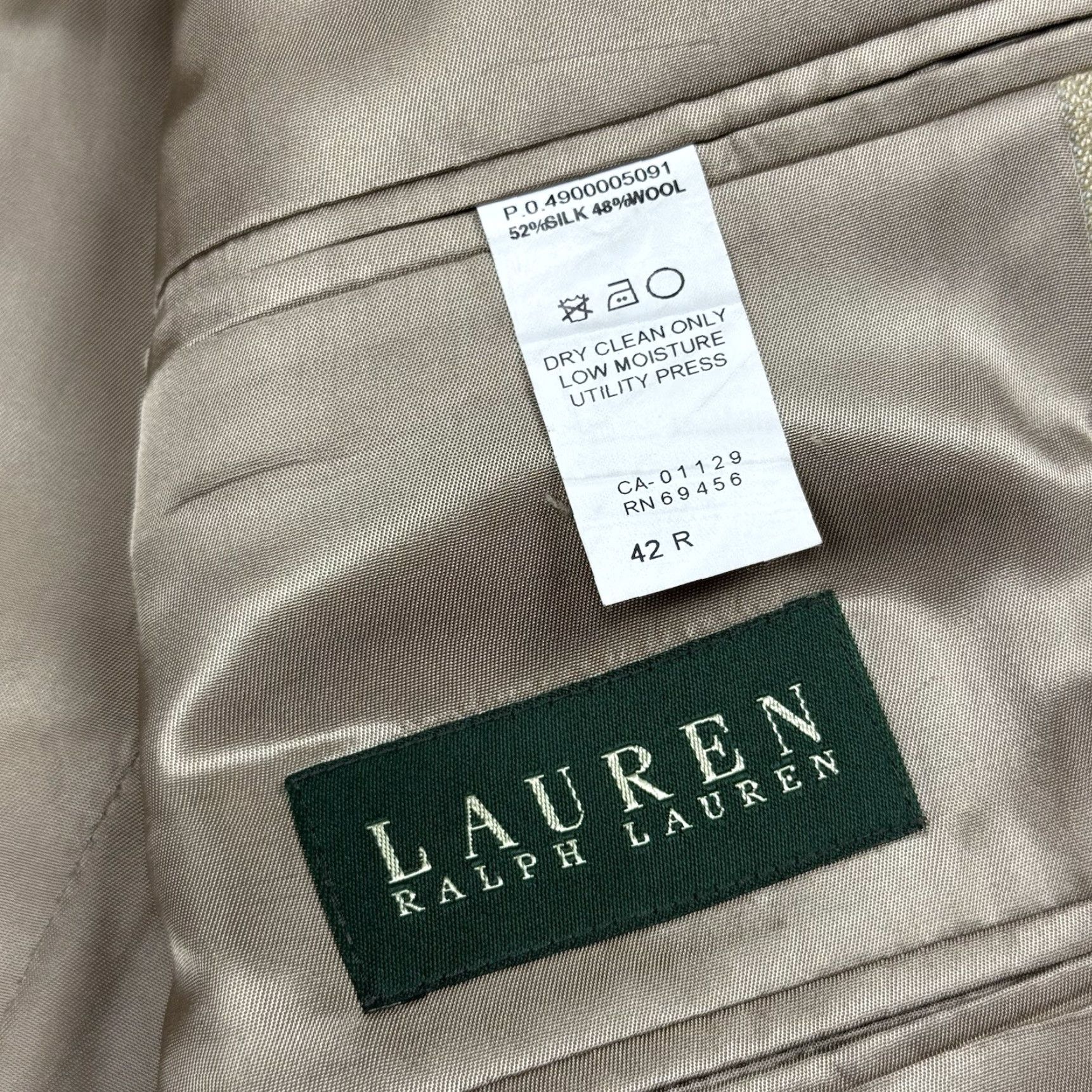 Ralph Lauren VINTAGE Lauren Ralph Lauren Beige Pastel Plaid Silk Wool Sport Coat 42R Mens Size US XS / EU 42 / 0 - 5 Thumbnail