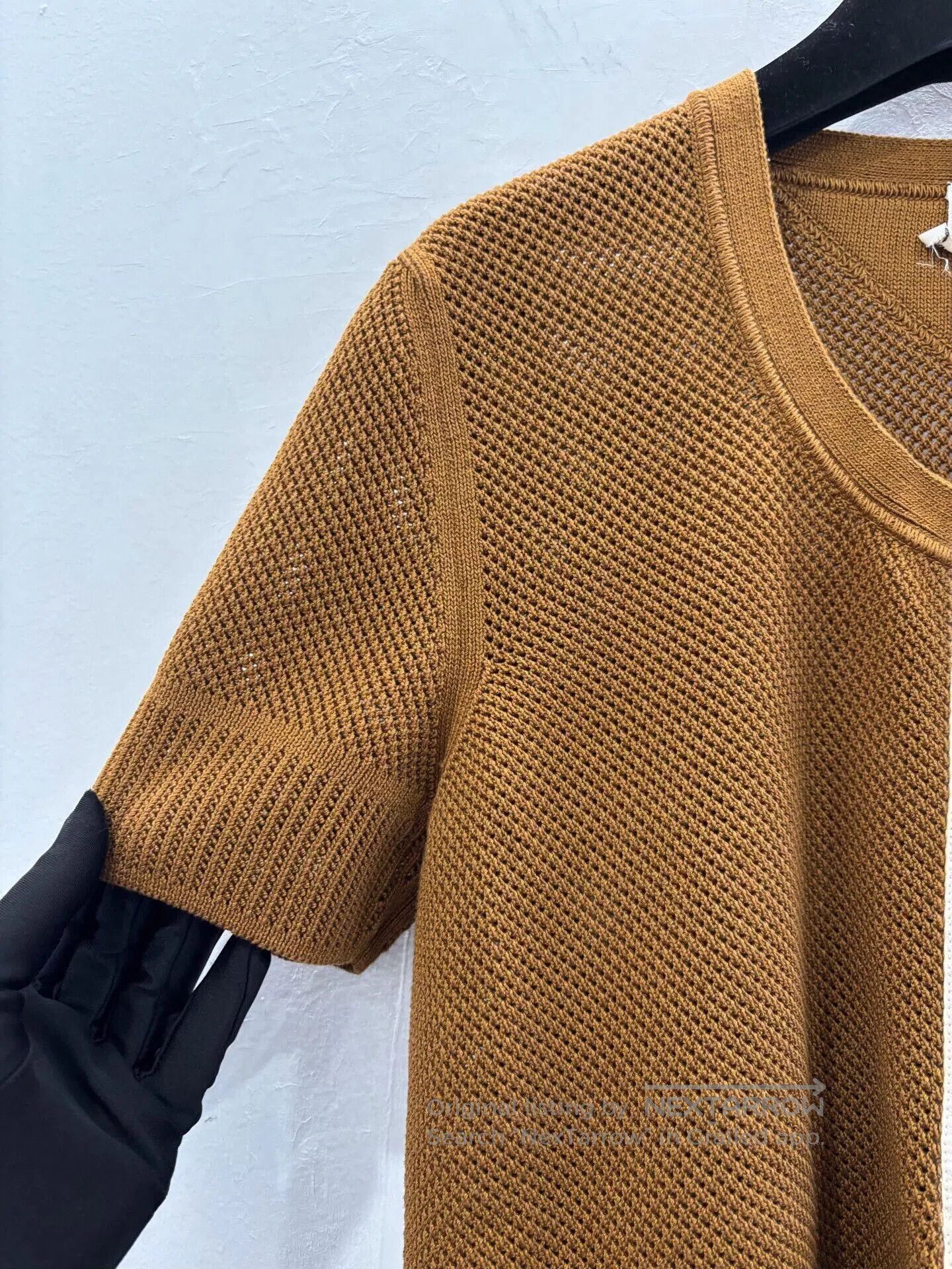 Hermes Hermes Brown Mesh Stripe Logo Tee. Size S / US 4 / IT 40 - 3 Thumbnail