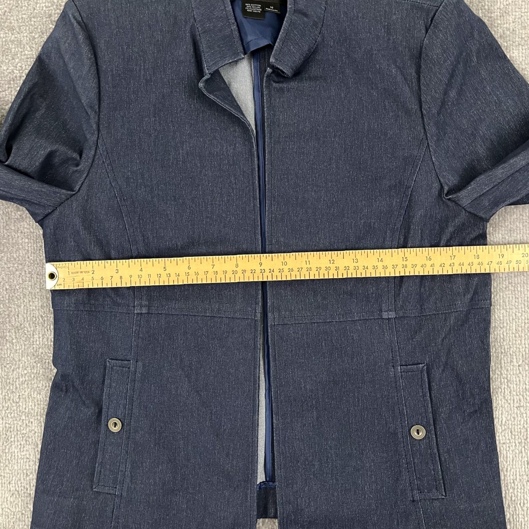 Vintage Nina Mclemore Jacket Blazer Women Size 10 Blue Chambray Stretch Denim Open Front Size L / US 10 / IT 46 - 4 Thumbnail