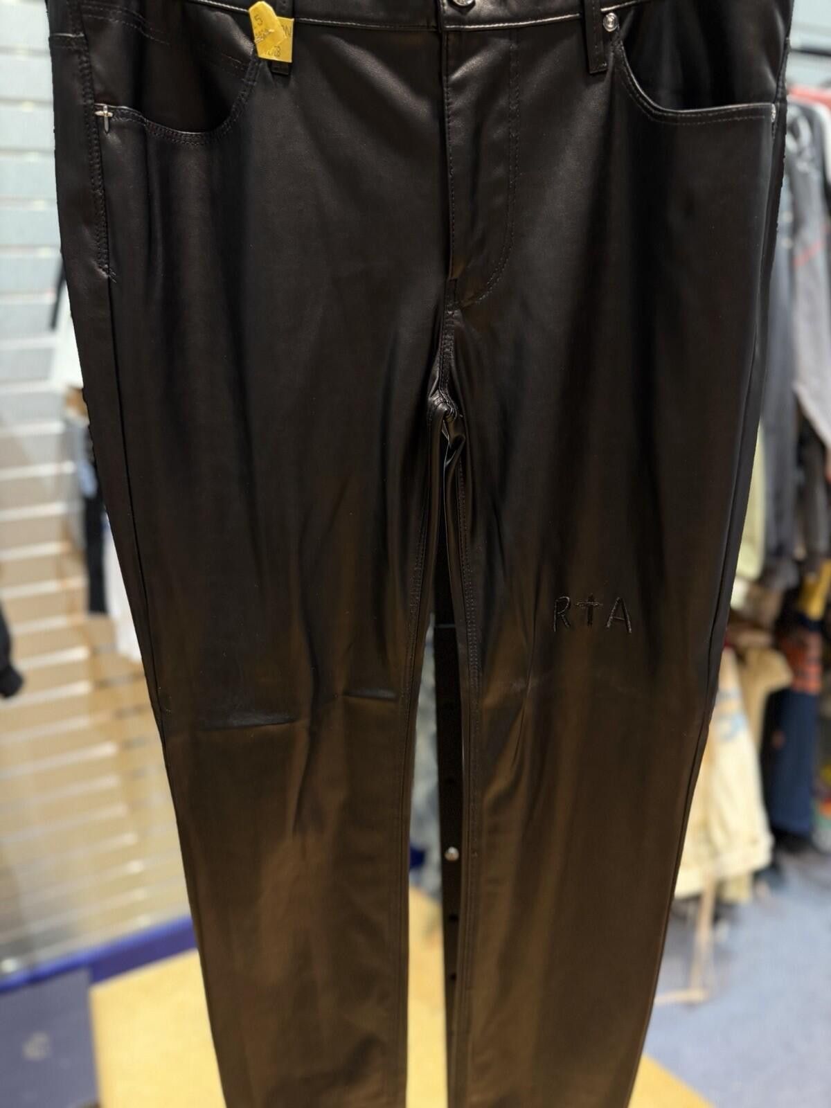 Rta RTA Black Leather Men's Straight Leg Casual Pants Size 31 Size US 31 - 4 Thumbnail
