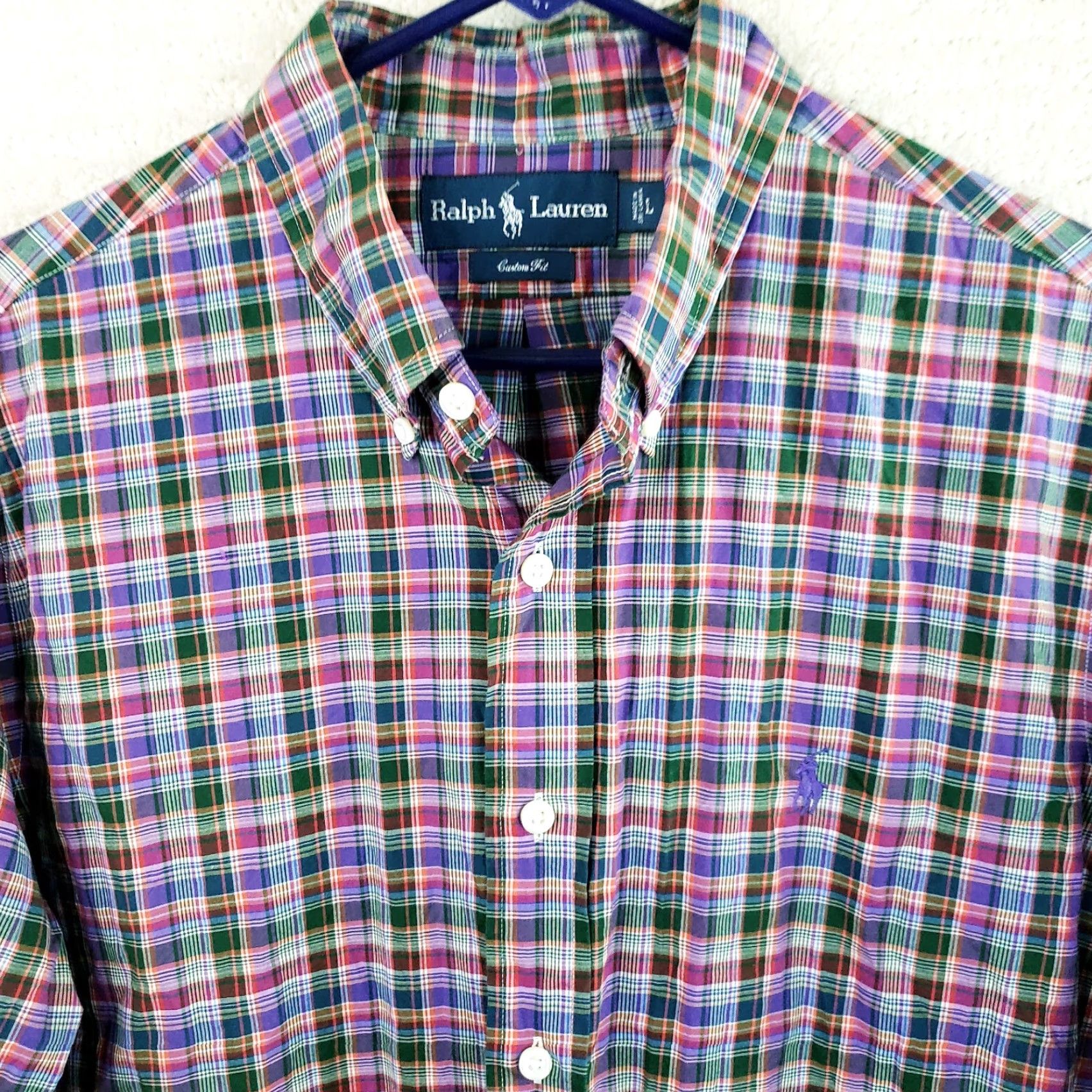 Ralph Lauren Ralph Lauren Men's L Custom Fit Purple Multicolor Plaid Button-Down Shirt Size US L / EU 52-54 / 3 - 3 Thumbnail