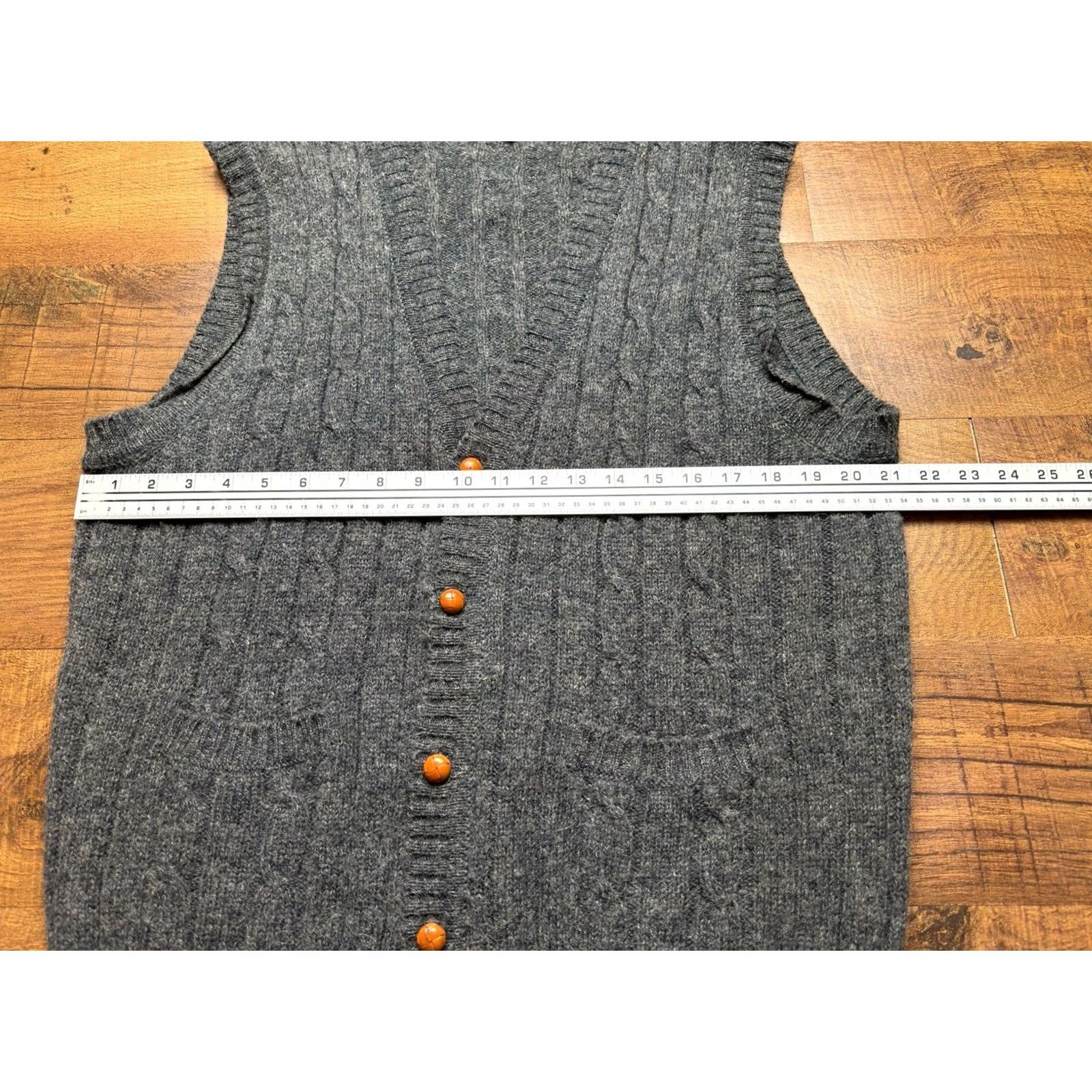 Gant VINTAGE Gant Sweater Vest Mens XL Gray Wool Cable-Knit Pockets Button Up Size US XL / EU 56 / 4 - 6 Thumbnail