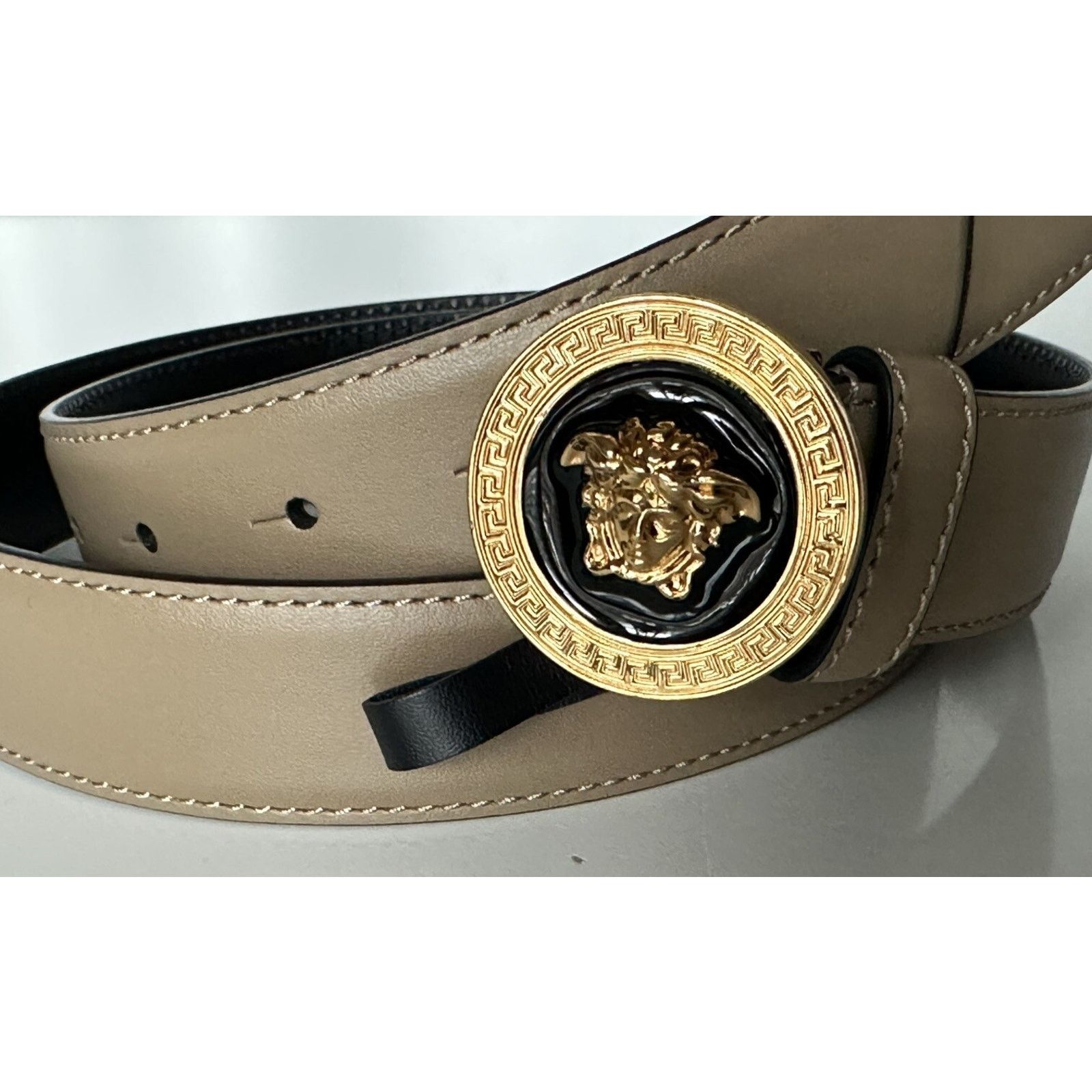 Versace Versace Medusa-Buckle Brown Slim Leather Belt 42 1012369 Size 42 - 2 Thumbnail