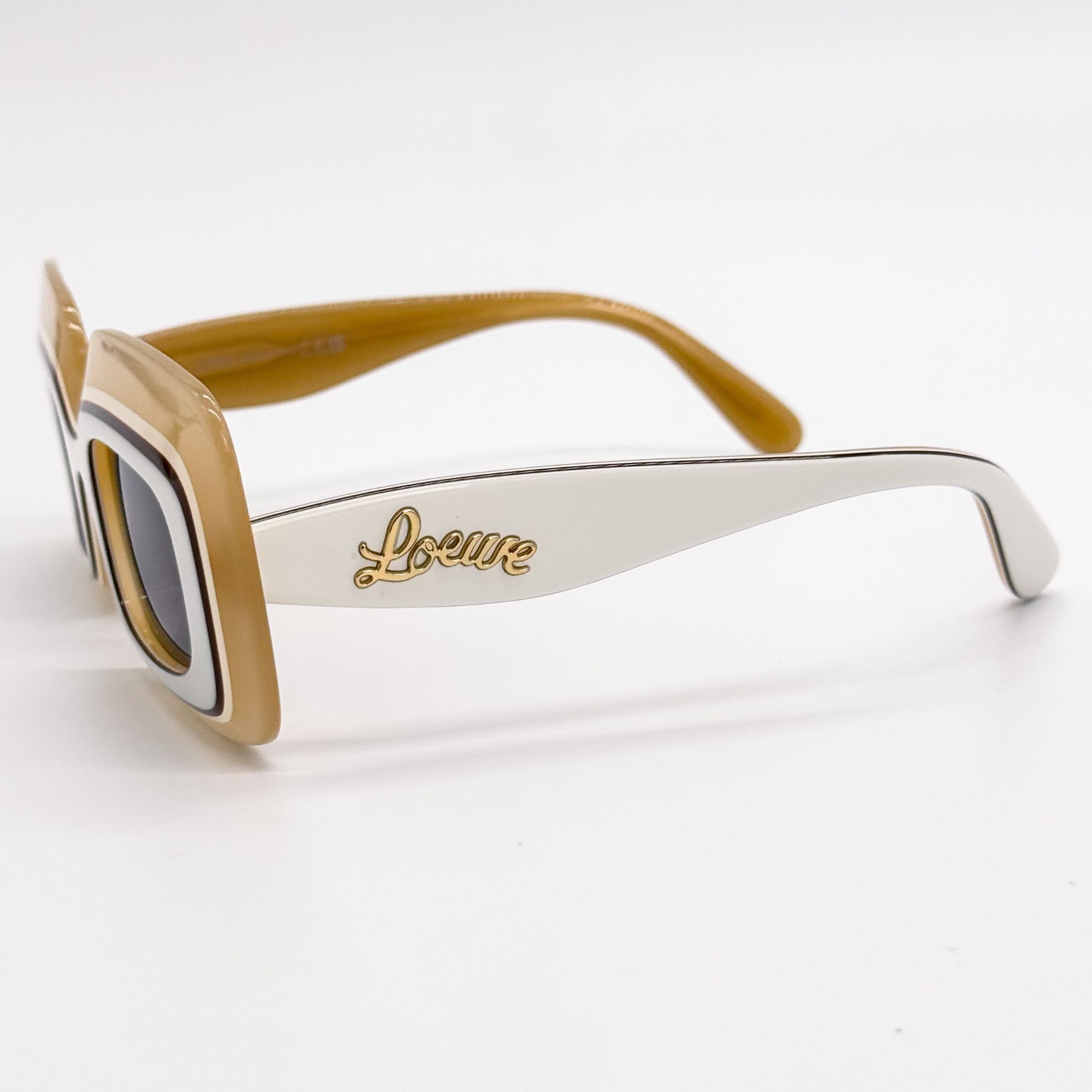 NEW LW40139U 25E, LOEWE SUNGLASSES SQUARE WHITE CREAM EYEWEA