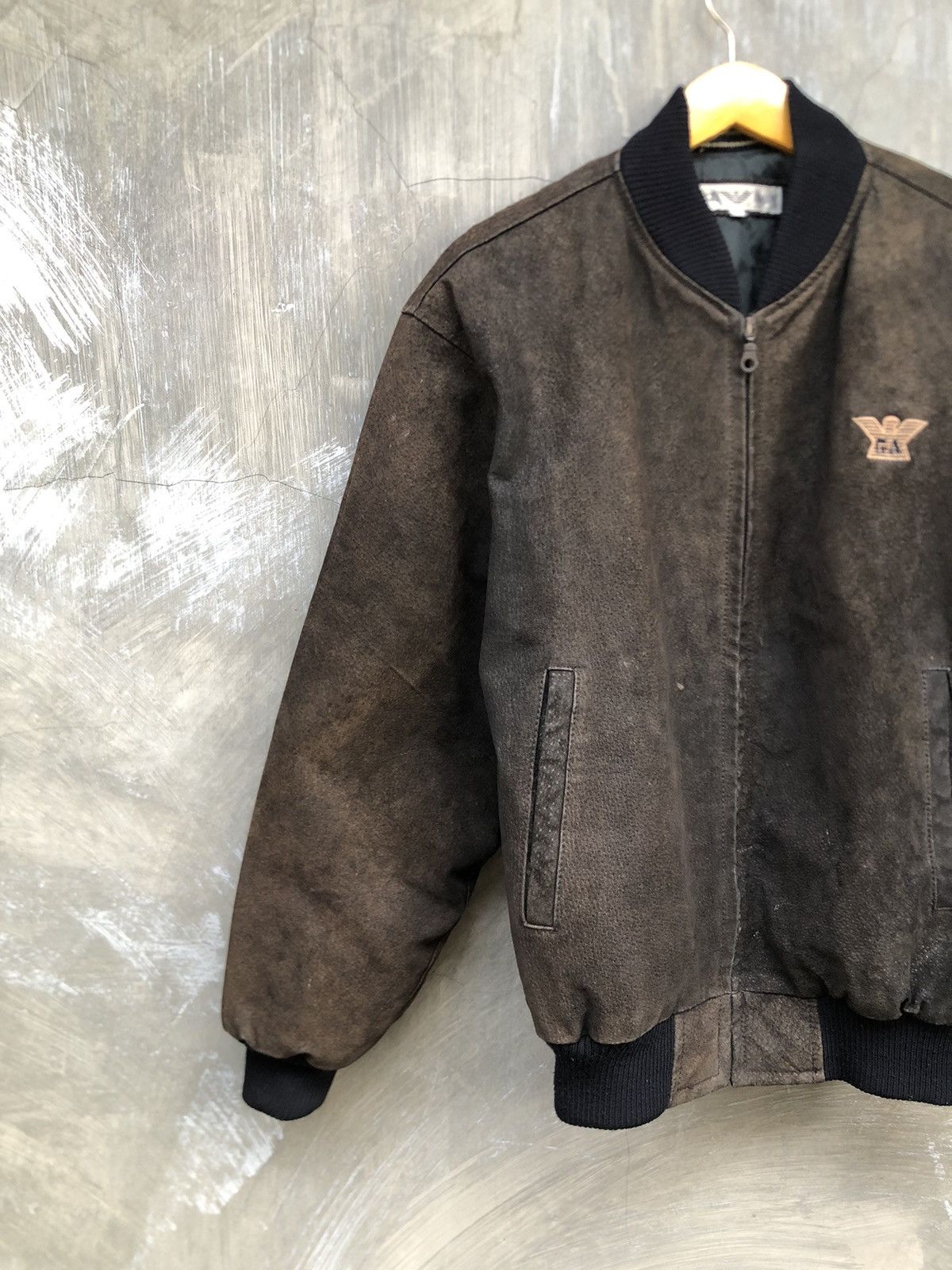 Armani × Giorgio Armani × Vintage Vintage Giorgio Armani Leather Bomber Jacket Size US L / EU 52-54 / 3 - 3 Thumbnail