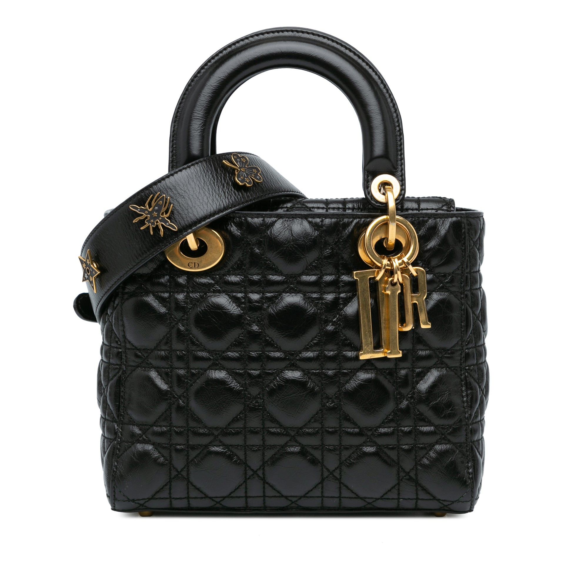 Dior Dior Small Crinkled Patent Cannage Lucky Badges My Lady Dior Black Size ONE SIZE - 1 Thumbnail