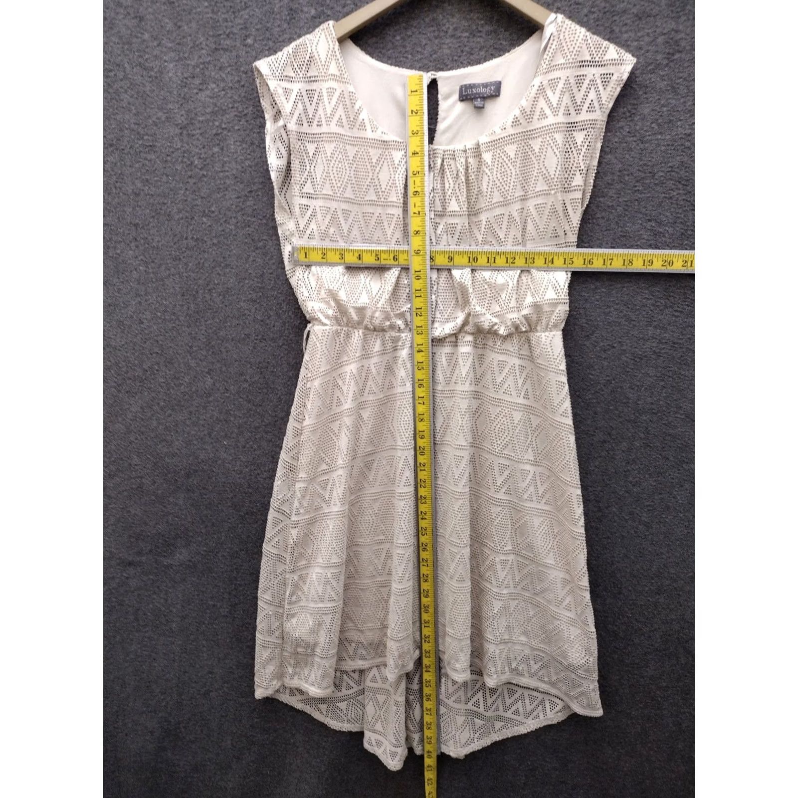 Vintage Luxology Dress Women S Beige Crochet Lined Cap-Sleeveless A-Line Dress Size S / US 4 / IT 40 - 4 Thumbnail