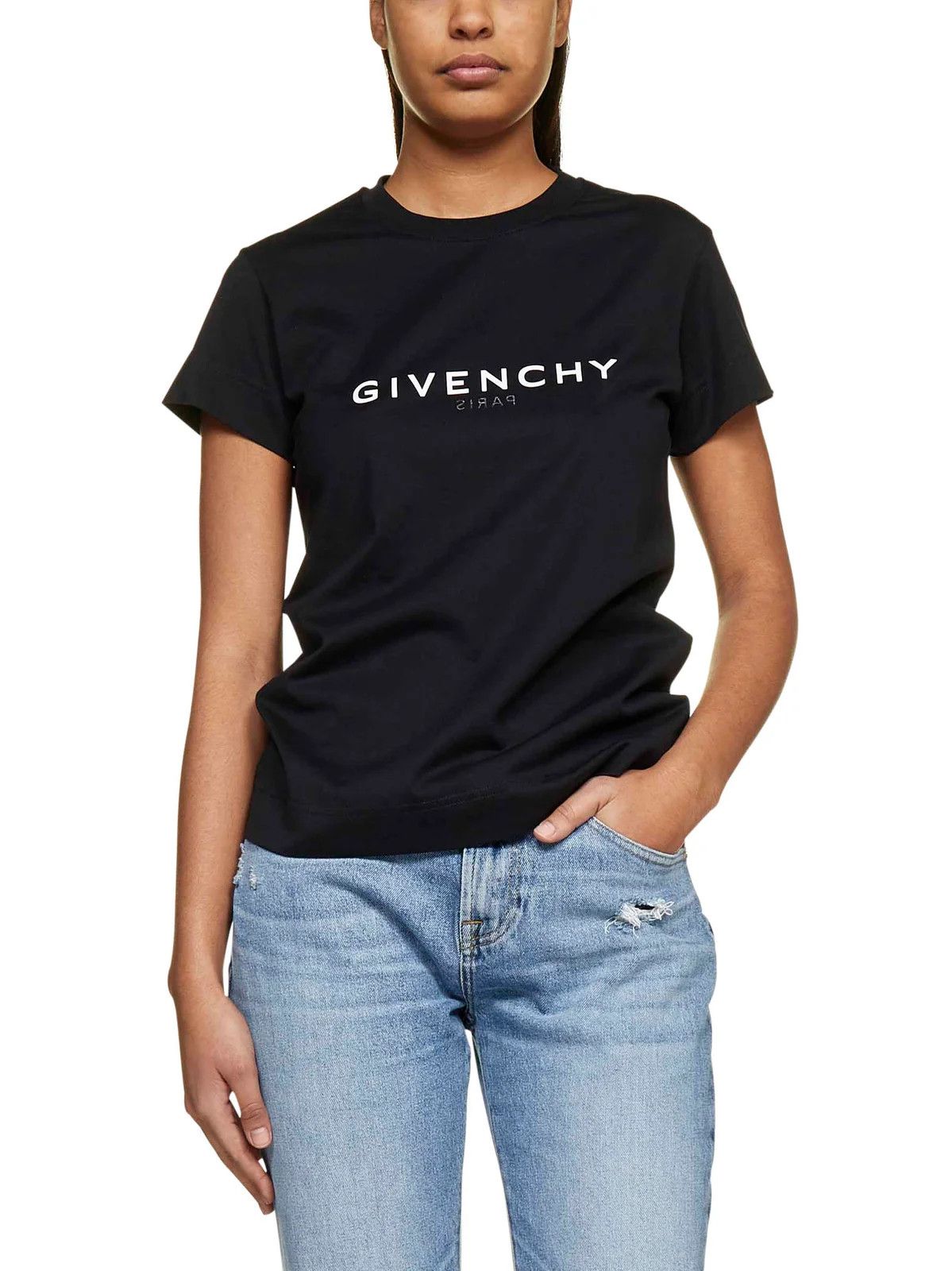 Givenchy o1srvl11e0725 Logo Printed Reverse Crewneck T-Shirt in Black Size M / US 6-8 / IT 42-44 - 3 Thumbnail