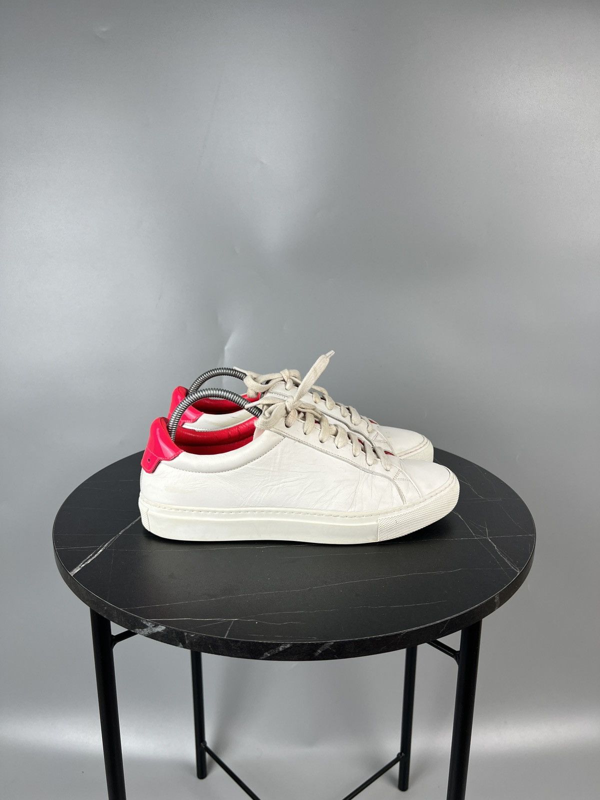 Givenchy Paris White Leather Pink Heel Sneakers (Y0492)