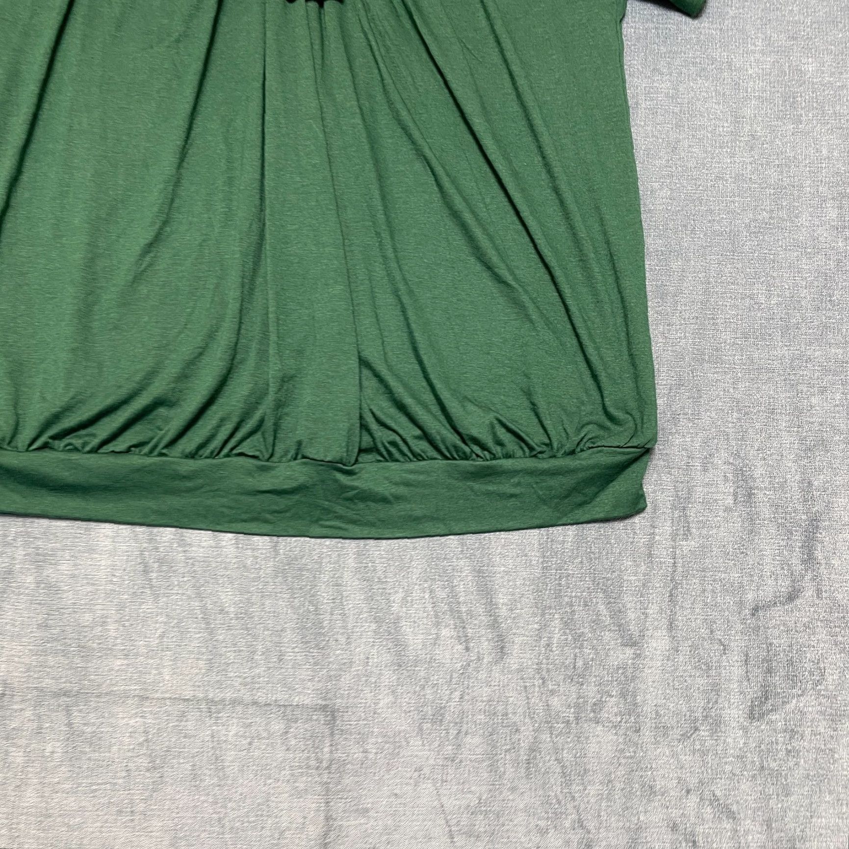 Vintage Dokotoo Blouse Top Womens XL Dark Green Summer Wear Pleated V-Neck Shirred Hem Size XL / US 12-14 / IT 48-50 - 2 Thumbnail