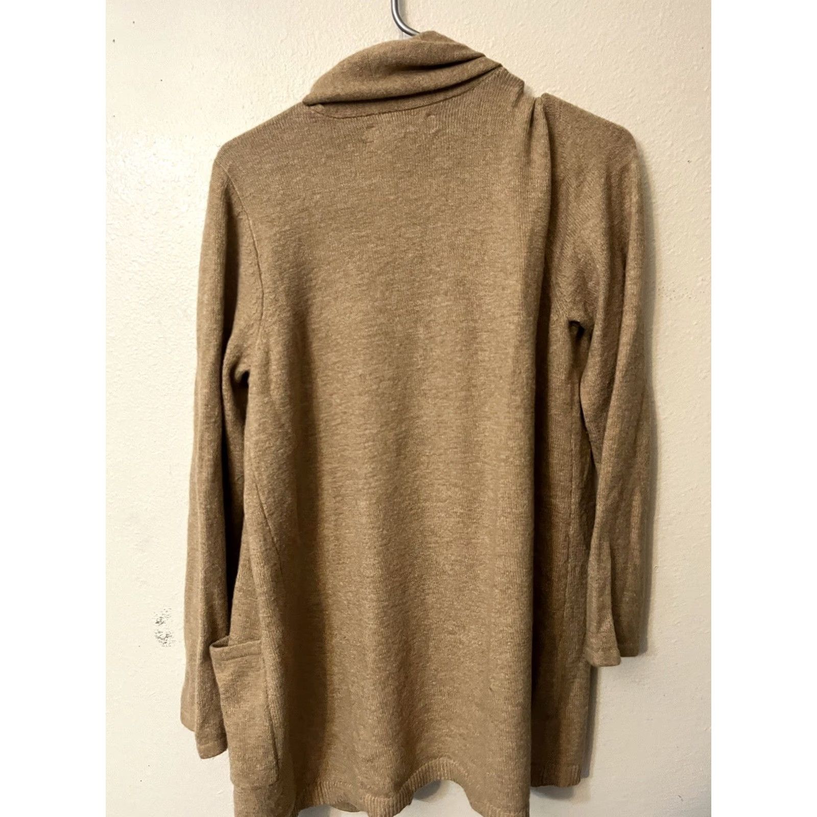 Ann Taylor LOFT Cardigan Sweater Brown Open Front Long Sleeve Size M Women Casual Knit Cotton Blend Pockets Size M / US 6-8 / IT 42-44 - 2 Thumbnail