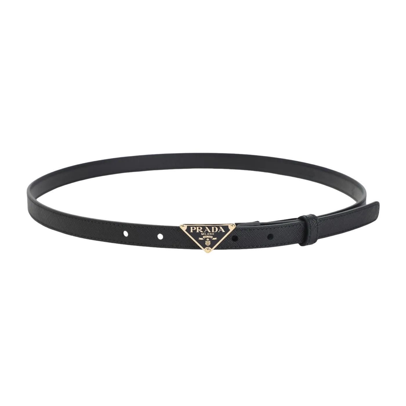 PRADA Black Leather 15mm Belt New & Authentic (Women's size: