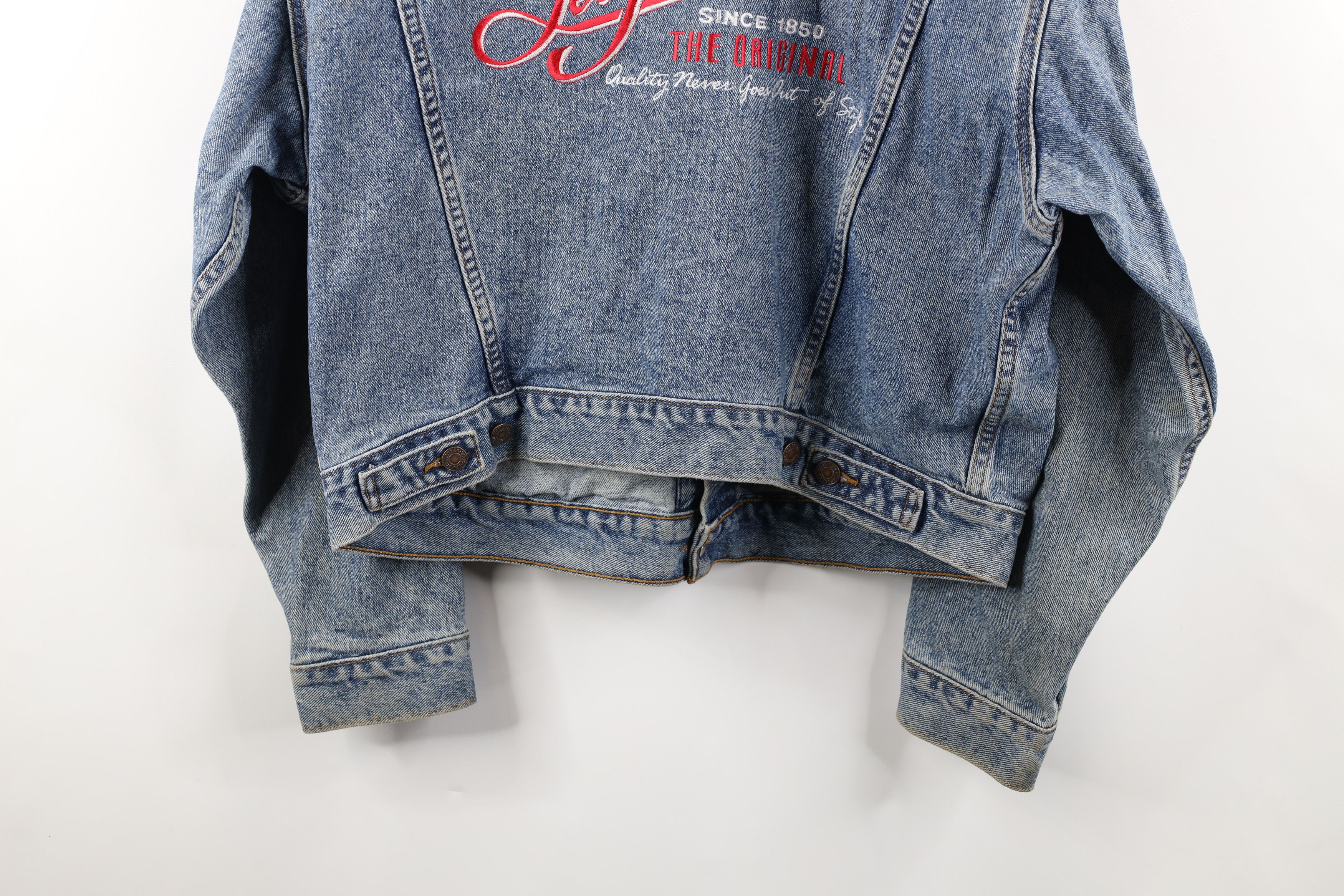 Levi's Vintage 90s Levis Spell Out Denim Trucker Jacket Blue USA Size US L / EU 52-54 / 3 - 13 Thumbnail