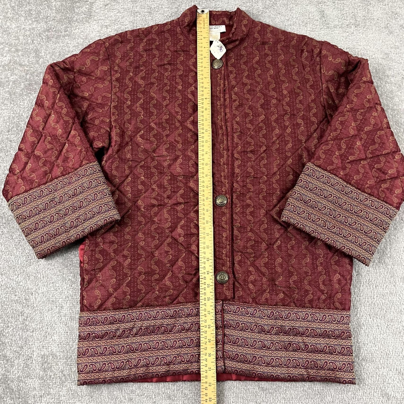 Victoria's Secret VINTAGE VICTORIA'S SECRET Jacket Womens Small Red Paisley Quilted Puffer Coat NEW Size S / US 4 / IT 40 - 3 Thumbnail