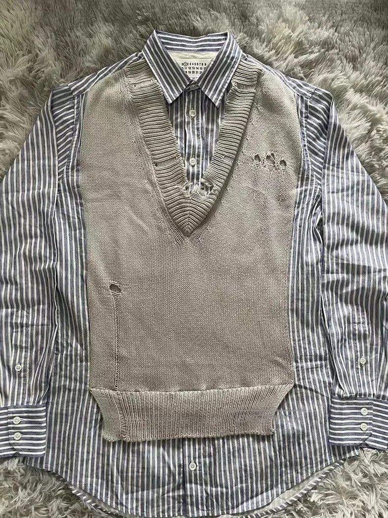 Maison Margiela Striped Mix Shirt Sweater Combo. Size US M / EU 48-50 / 2 - 3 Thumbnail