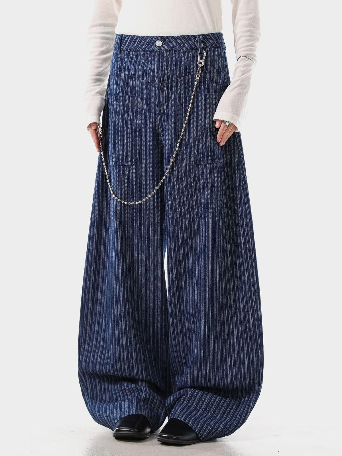 Vintage Old Money Wide-Leg Pants | Relaxed Drape Straight Trousers Size US 32 / EU 48 - 1 Thumbnail