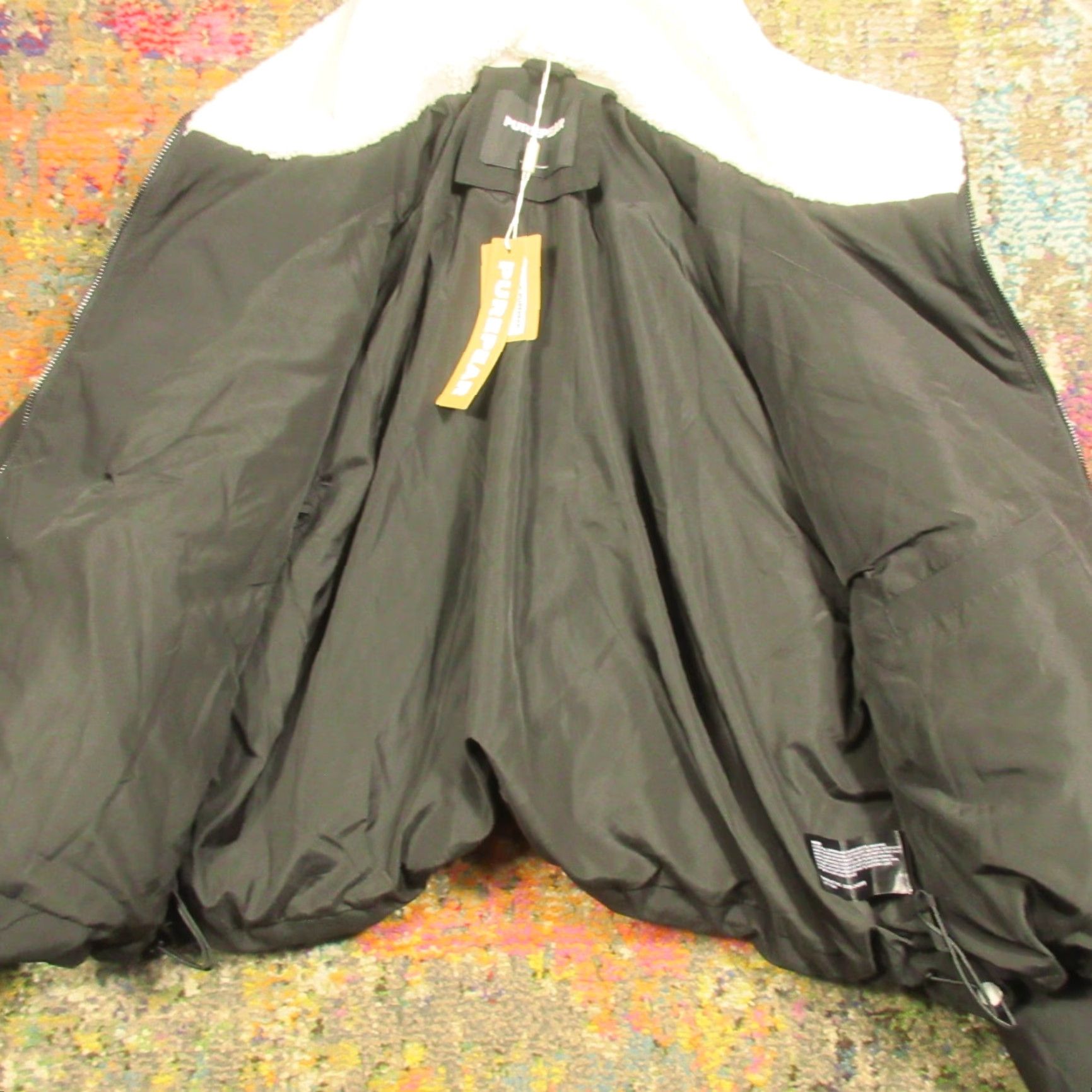 Vintage Purepear Cropped Down Jacket Large Womens Black Sherpa Collar Stand Up Neck NEW Size L / US 10 / IT 46 - 7 Thumbnail