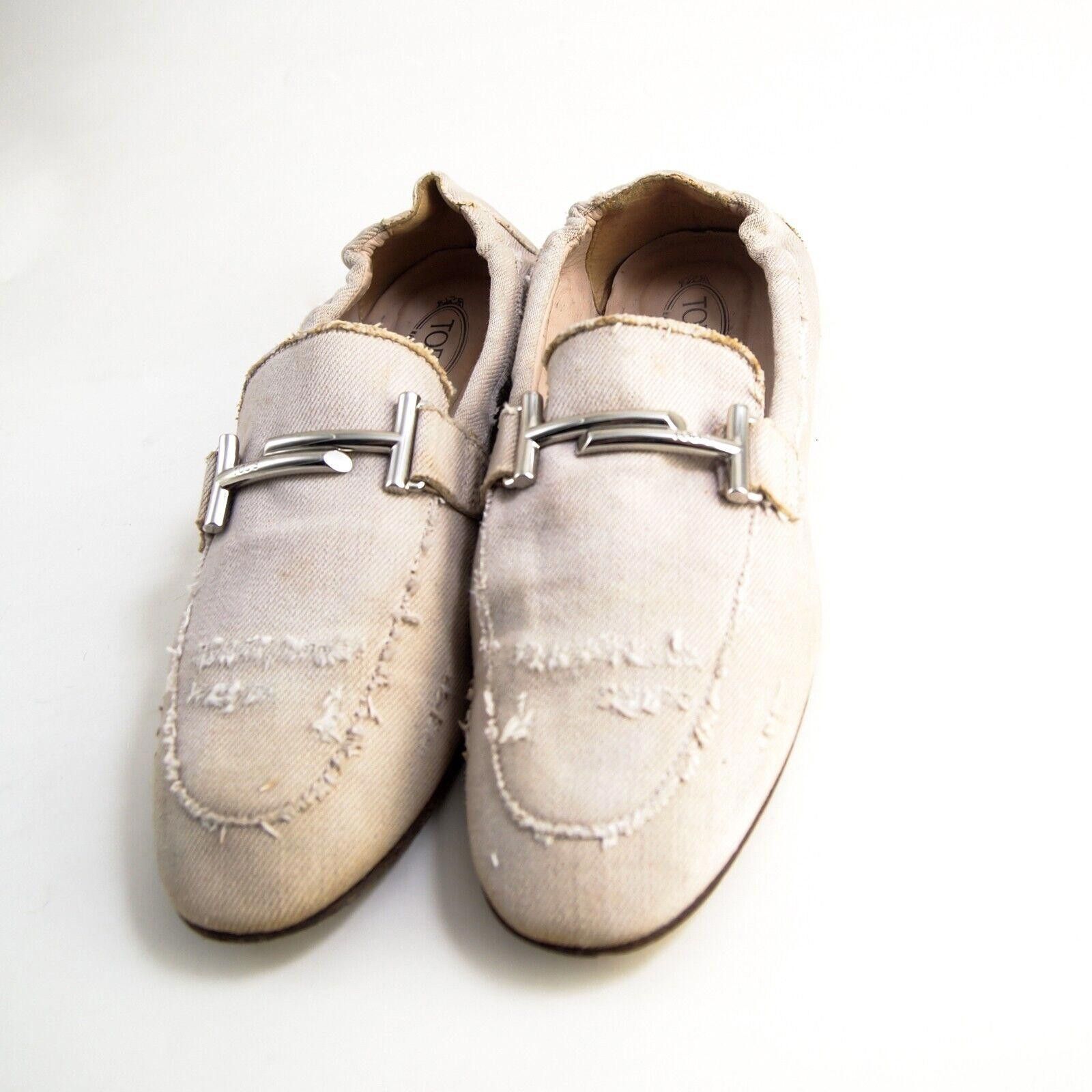 Tod's Tod's TT Loafers Mules Beige Denim Distressed EU 37 US 7 Size US 7 / IT 37 - 5 Thumbnail