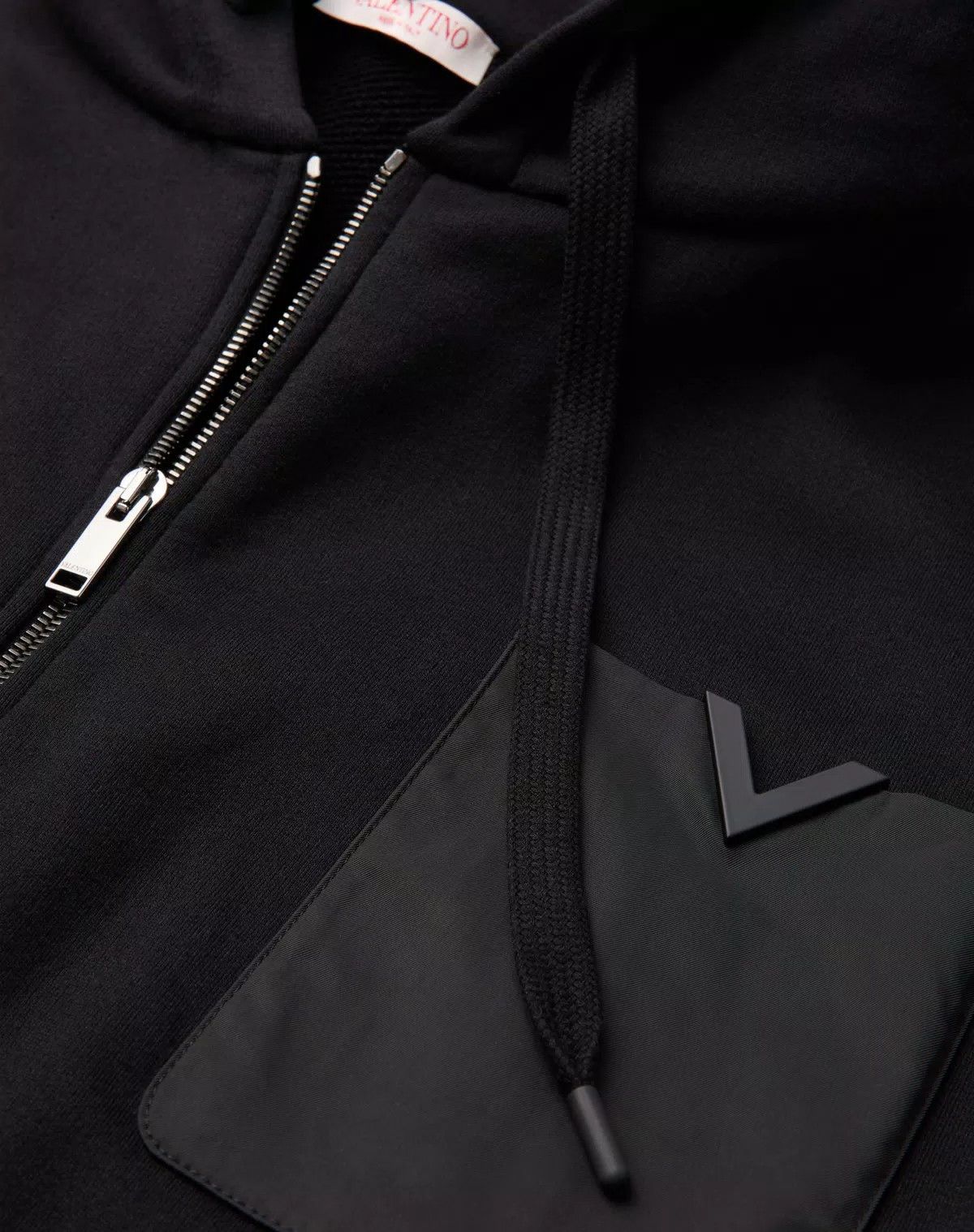 Valentino oc11z0725 Technical Cotton Sweatshirt With Hood Zip in Black Size US XL / EU 56 / 4 - 7 Thumbnail