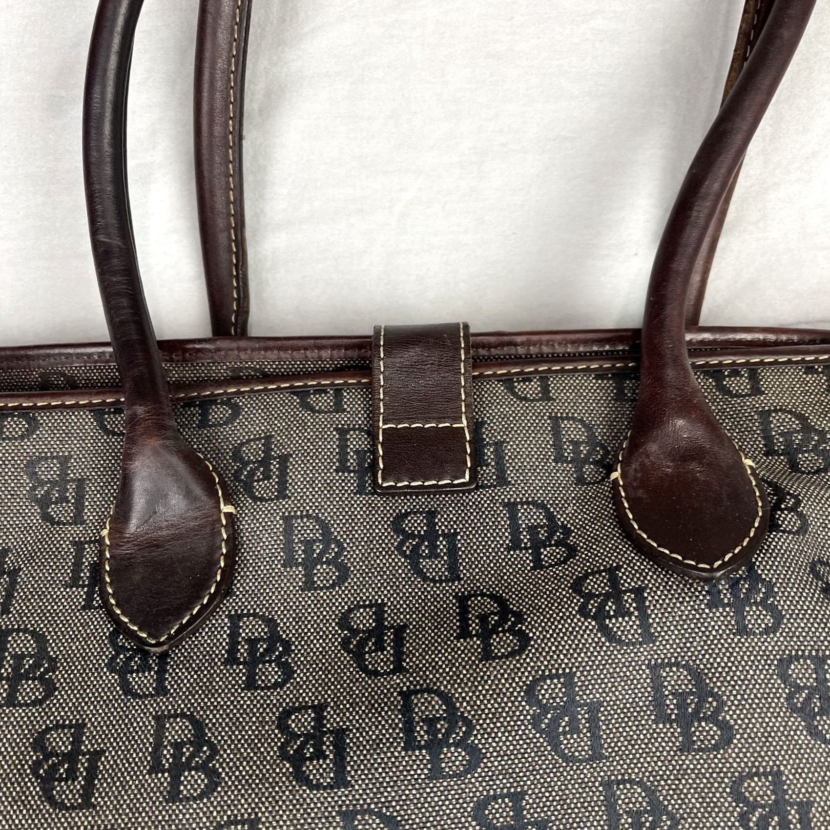 Dooney & Bourke Dooney & Bourke Tote Bag Womens Brown Logo Canvas Leather Shoulder Purse Tote Bag Monogram DB Size ONE SIZE - 3 Thumbnail