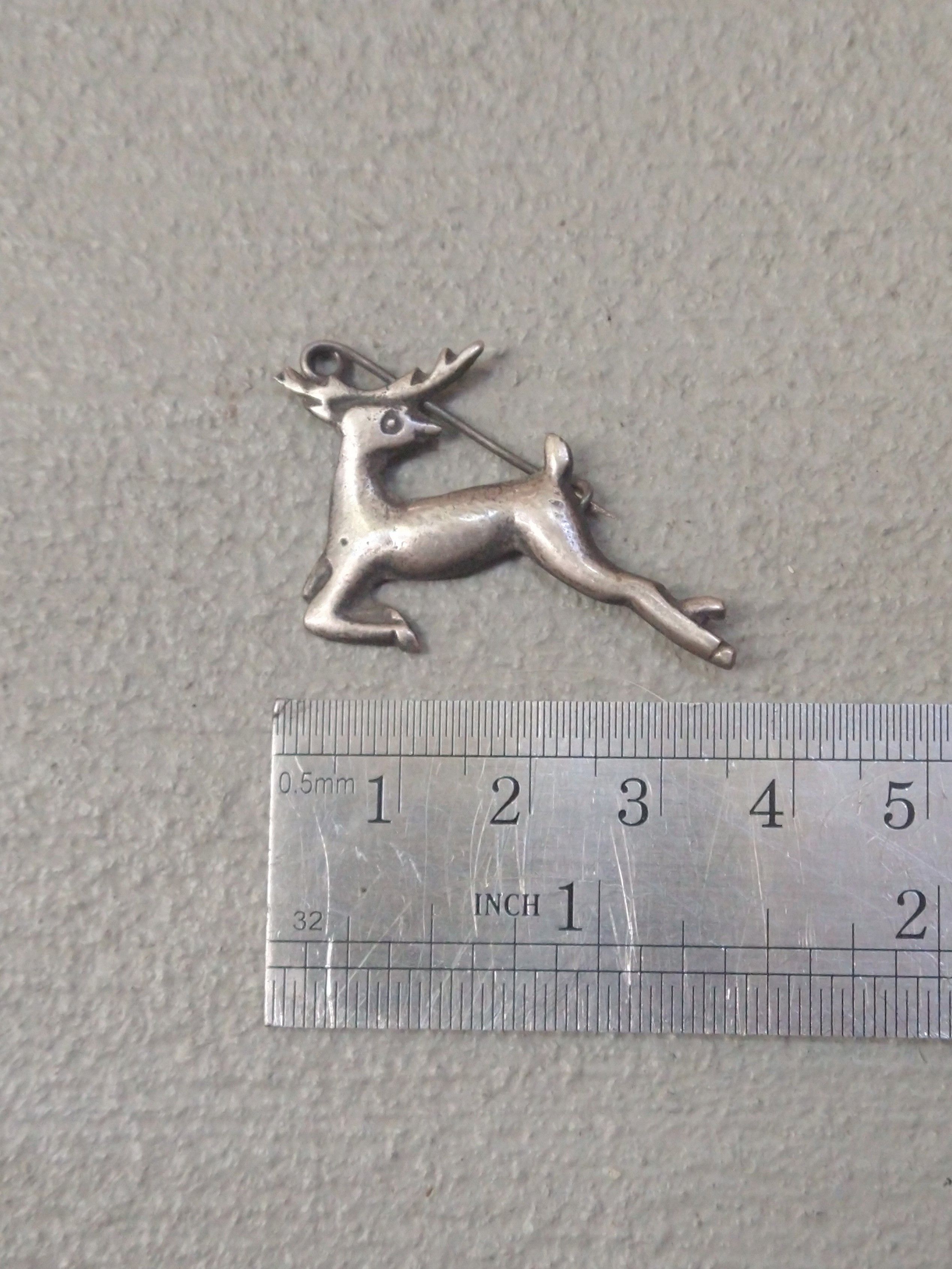 Jewelry × Vintage Vintage Sterling Silver Pin Brooch Deer Elk Reindeer Mexico Size ONE SIZE - 10 Thumbnail