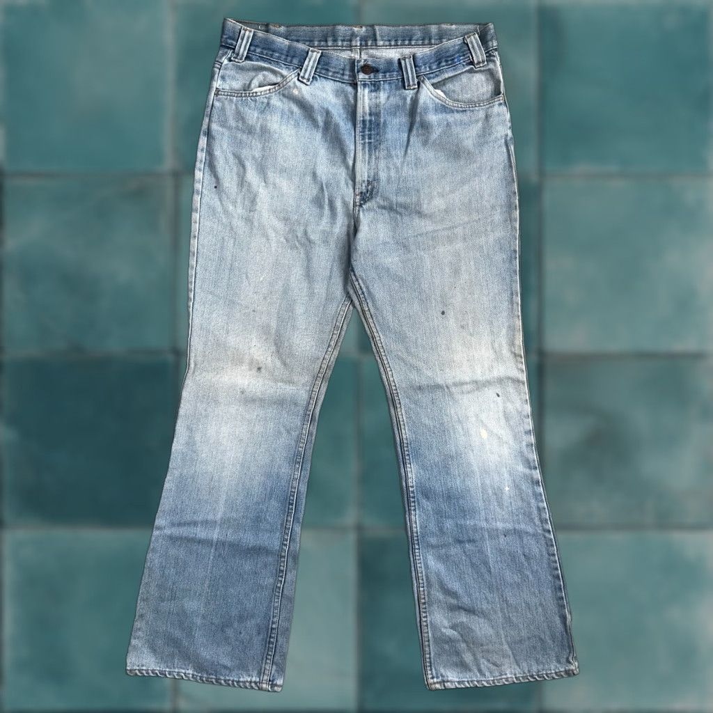 Levi's VINTAGE Levi's 517 Jeans Bootcut Classic 36x30 Denim USA Blue Men Leather Brand/100% Cotton Mid Rise Adults 80s Mens US Flag Theme Size US 36 / EU 52 - 1 Thumbnail