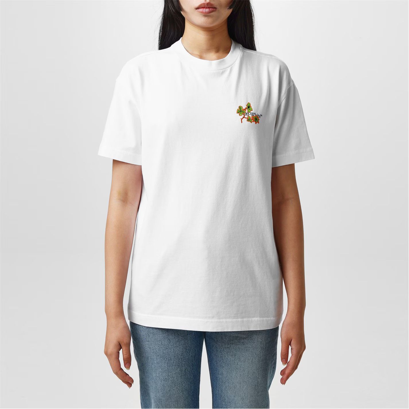 Off-White o1g2r1mq1224 Flower T Shirt in White Size M / US 6-8 / IT 42-44 - 3 Thumbnail