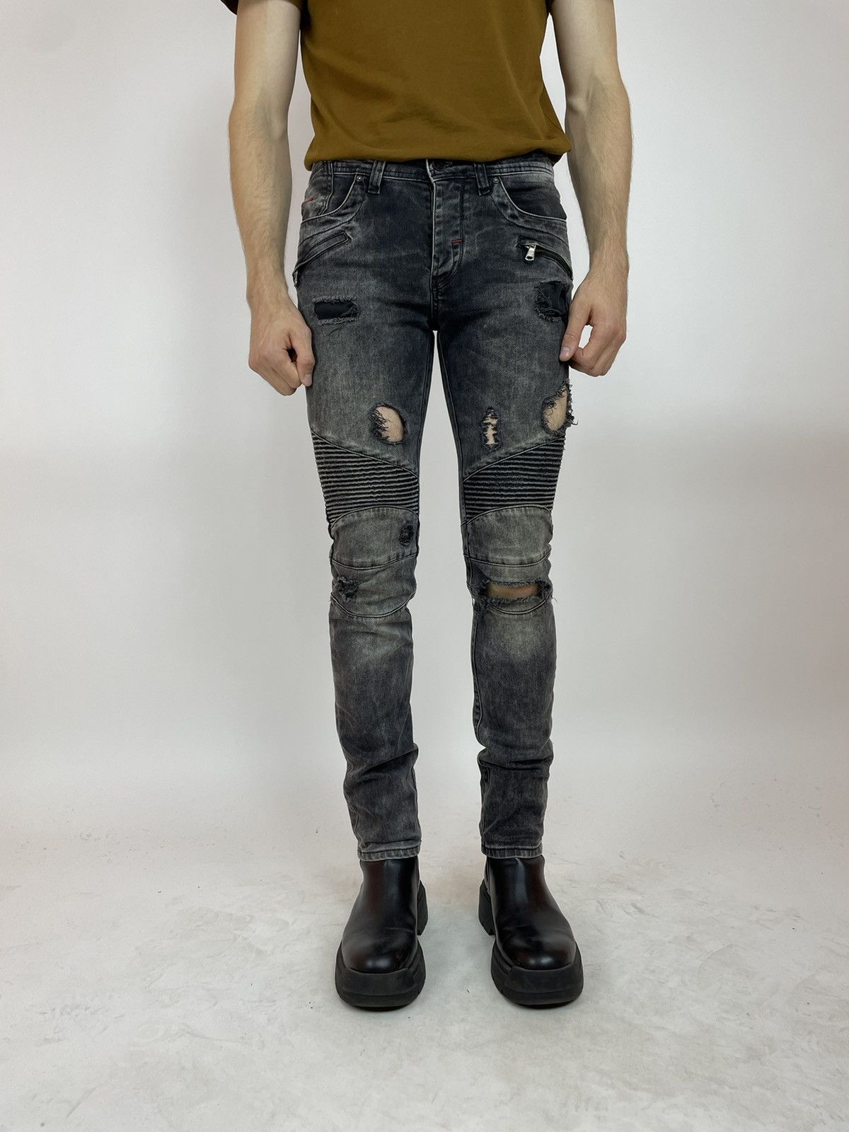 Other PASCUCCI Biker jeans skinny avantgarde drill Mens size 31x34 Size US 31 - 2 Thumbnail