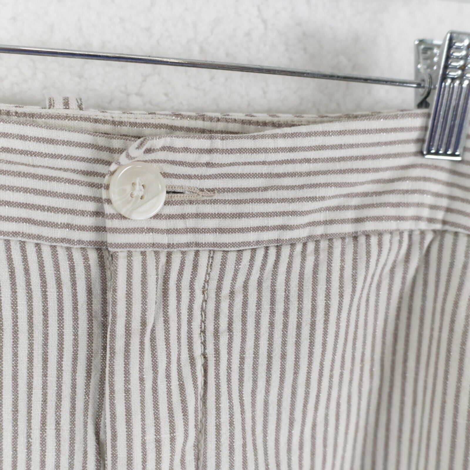 Express Express Linen Shorts Cream Beige Striped Size 10 Mid Rise Ho Size 32" / US 10 / IT 46 - 4 Thumbnail