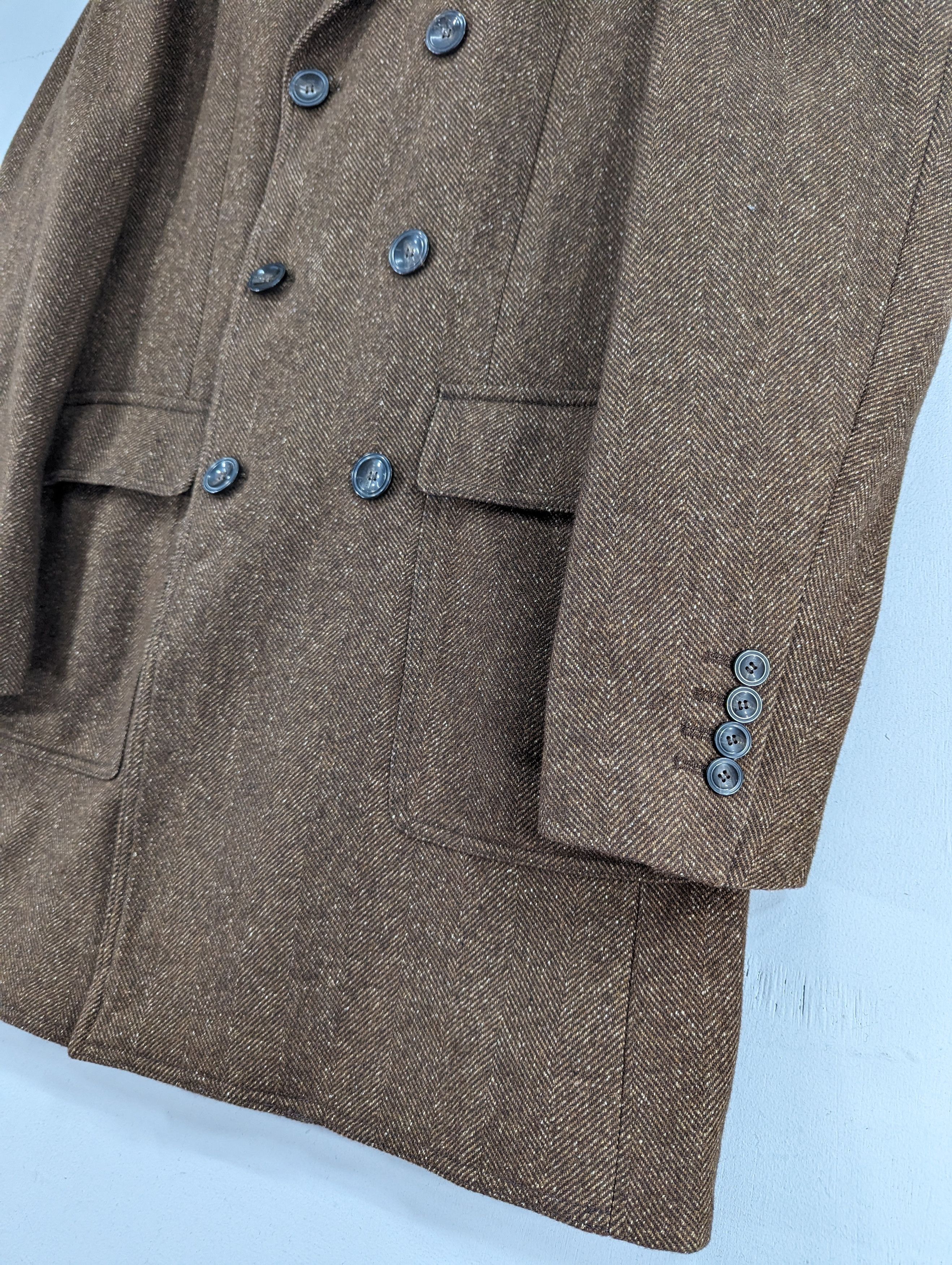 DAVID NAMAN David Naman Herringbone Wool Double Breasted Coat Jacket Size US M / EU 48-50 / 2 - 5 Thumbnail