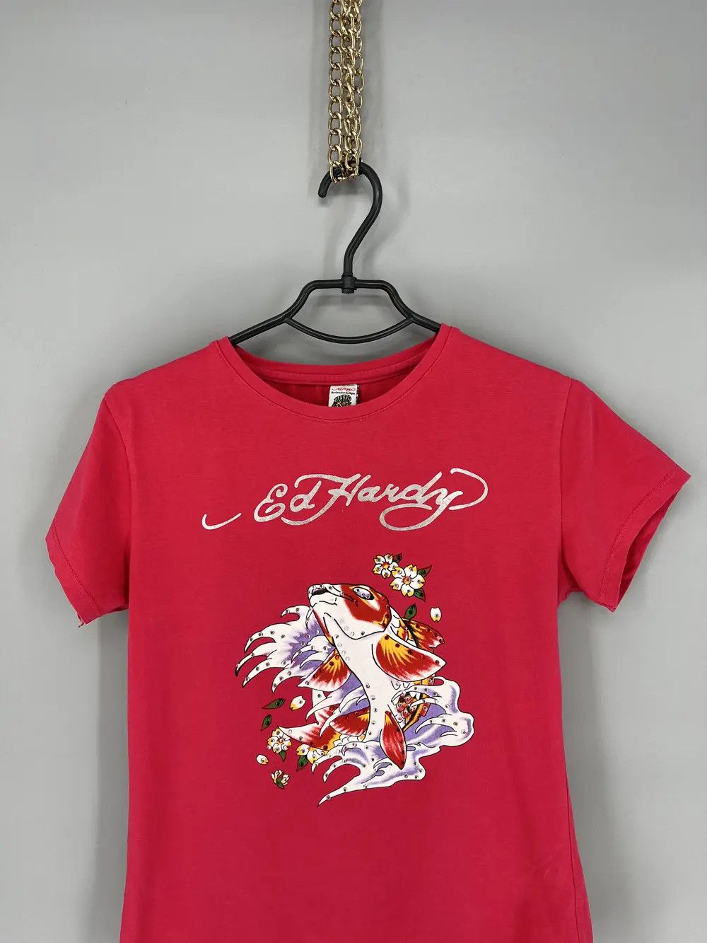 Christian Audigier Vintage Ed Hardy Women’s Rhinestones T-Shirt Size XL / US 12-14 / IT 48-50 - 5 Thumbnail