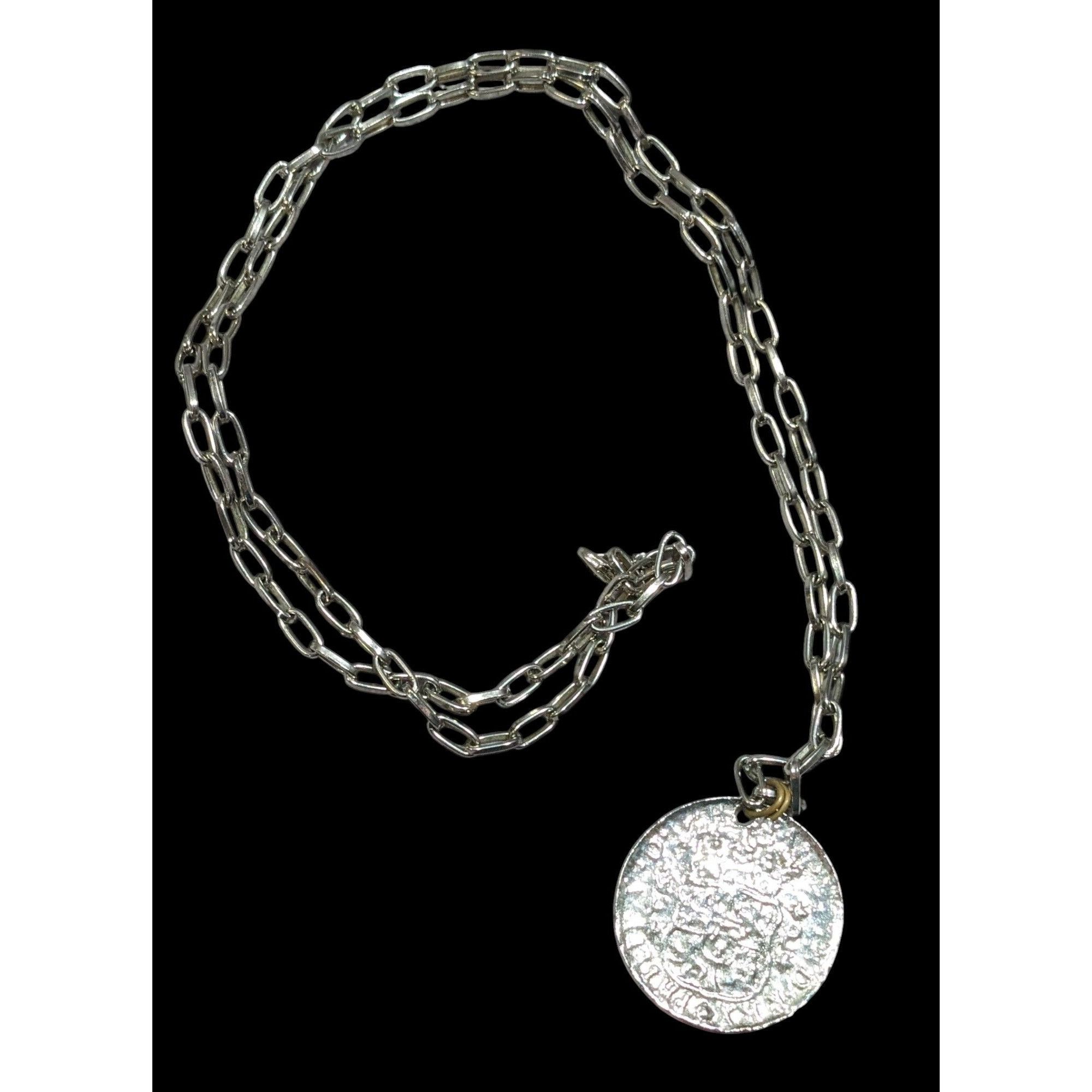 Other Replica Ancient Coin Silver Tone Pendant Necklace Size ONE SIZE - 1 Thumbnail