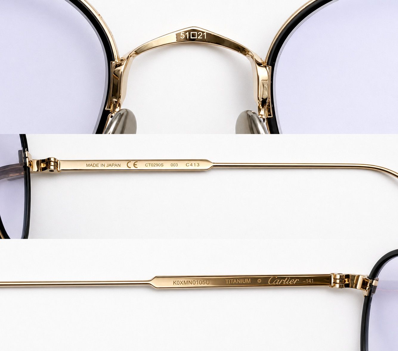 Cartier Authentic Luxury Cartier Gold Eyewear CT02500 Size ONE SIZE - 18 Thumbnail