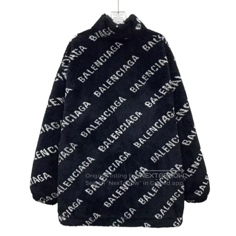Balenciaga Balenciaga Black Logo Teddy zip-up jacket Size XS / US 0-2 / IT 36-38 - 2 Thumbnail