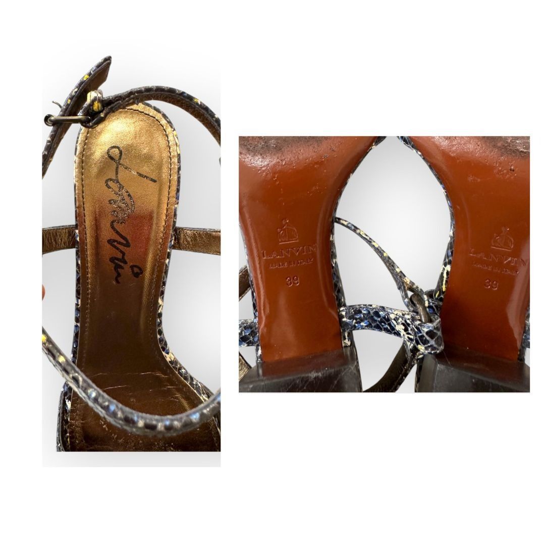 Lanvin Lanvin Paris Italian Snakeskin Block Heel Sandals in Box, S Size US 9 / IT 39 - 17 Thumbnail
