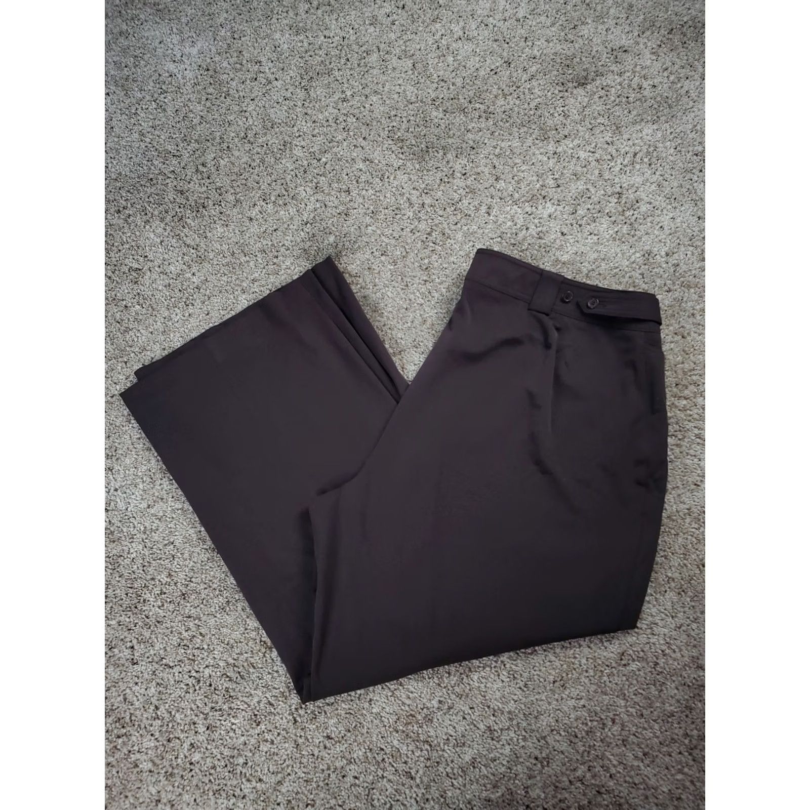 Vintage Lane Bryant Pants Womens Brown Wide-Leg Relaxed Fit NWT Size 6 Inseam 31" Polyester Rayon Spandex Dress Pants Pockets Zipper Button Vintage: No Size 30" / US 8 / IT 44 - 2 Thumbnail