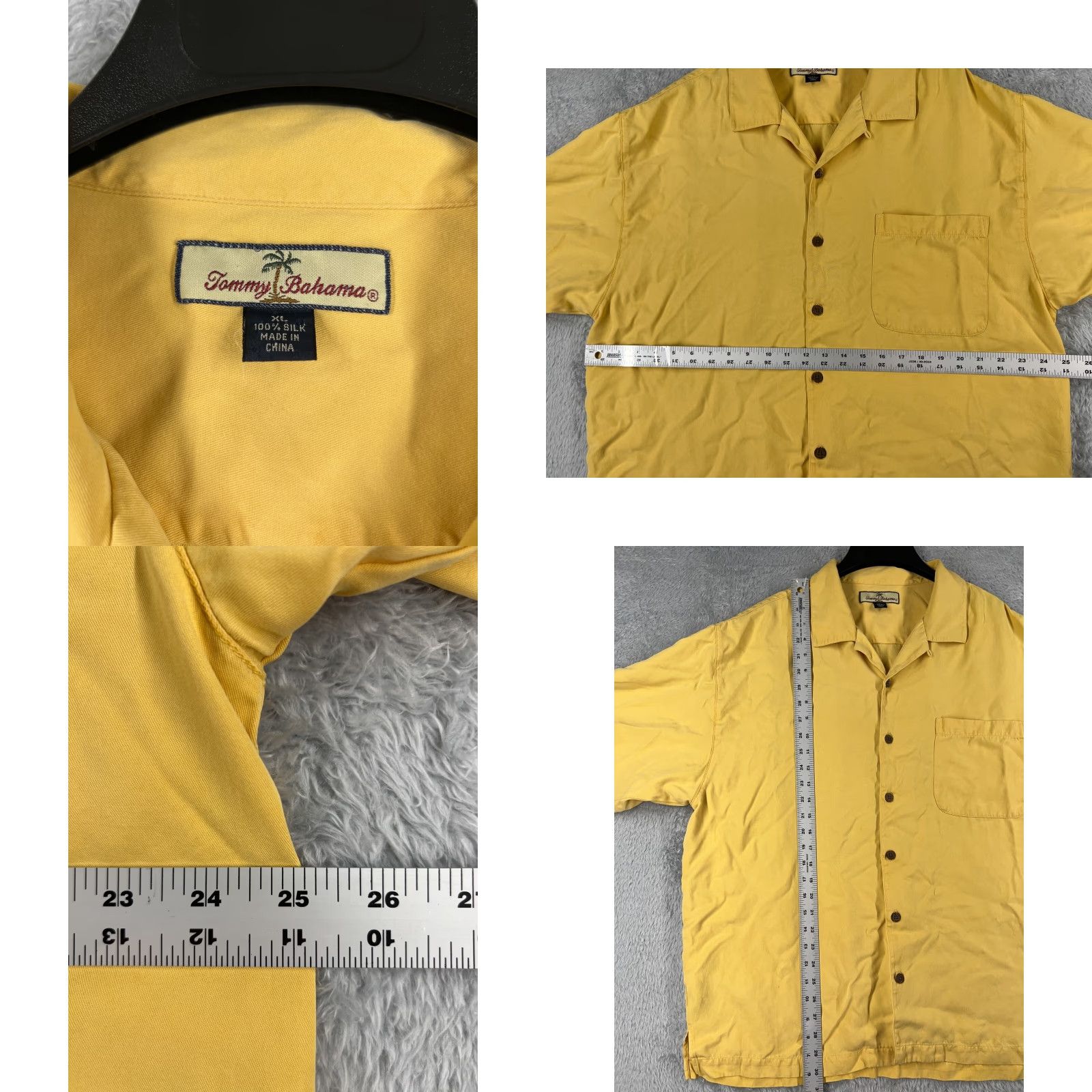 Tommy Bahama VINTAGE? No— Tommy Bahama Shirt Men XL Yellow Solid Button-Up Hawaiian Pocket Silk Button-Front Casual Aloha Beach Vacation Resort - Mens Size US XL / EU 56 / 4 - 8 Thumbnail