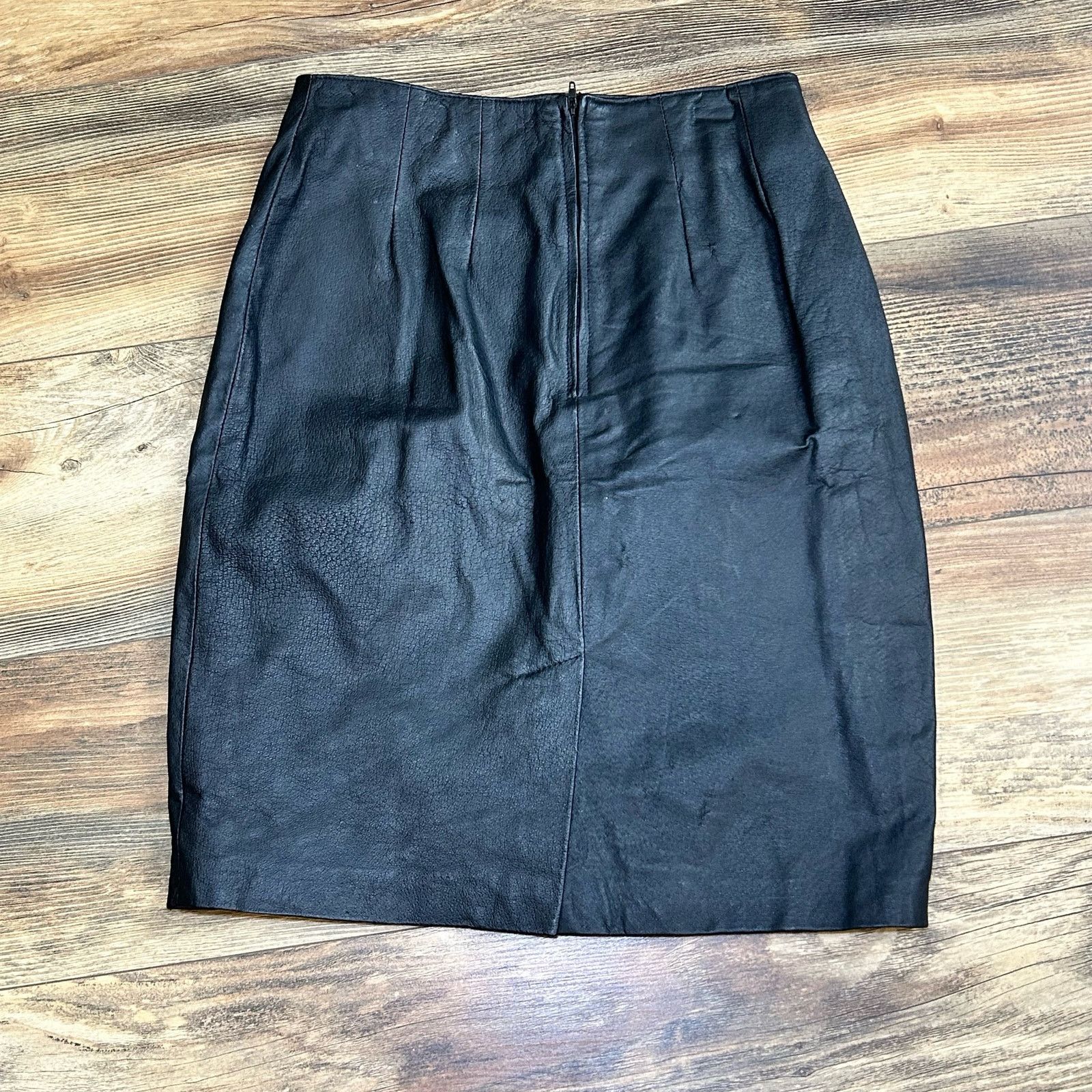 Vintage Vintage Black Leather Pencil Skirt 80s Rock Office Siren Size 26" / US 2 / IT 38 - 6 Thumbnail