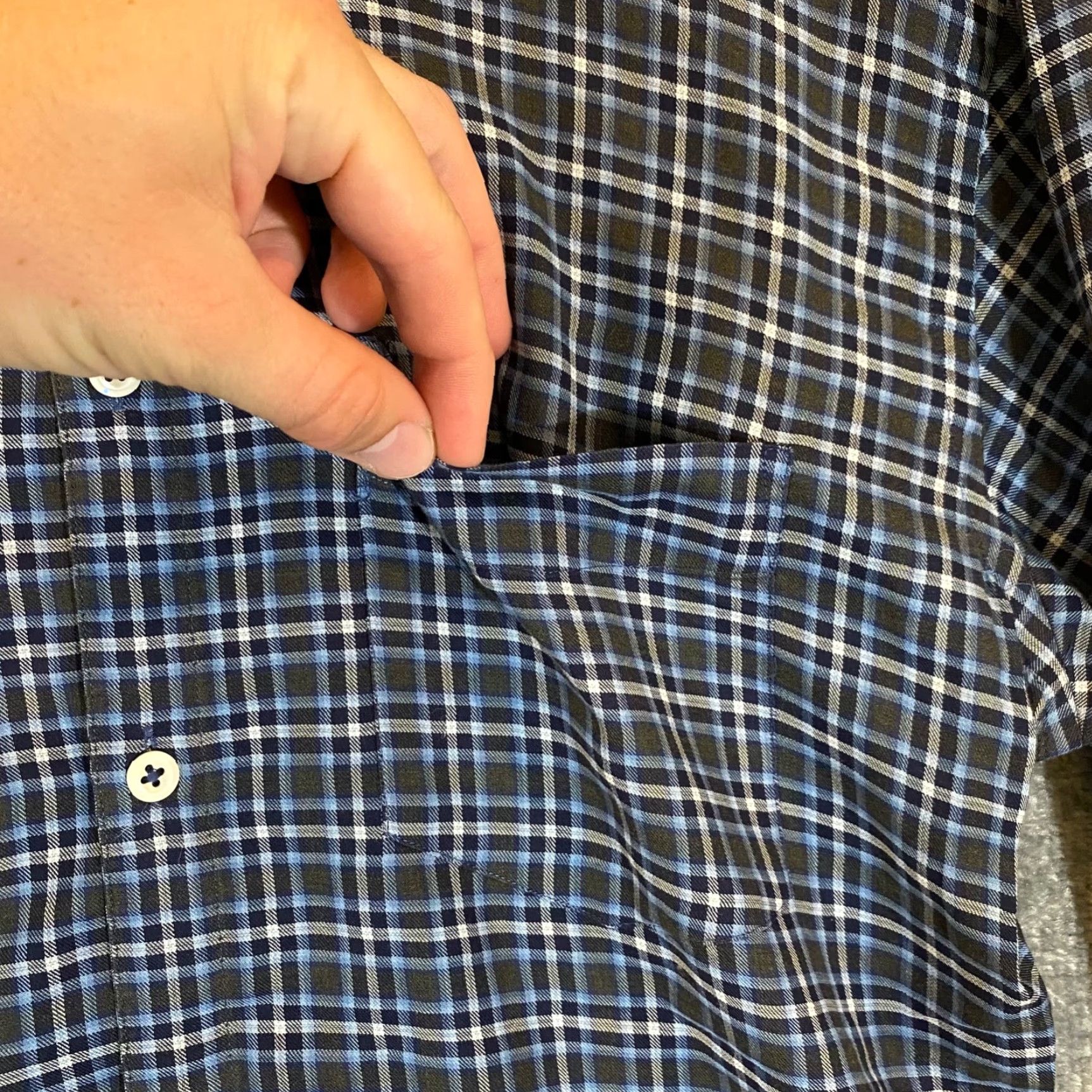 Billy Reid Billy Reid Shirt Mens Medium Regular Blue Gray Plaid Button-Up L/S Dress Casual Winter Spring Summer Fall Shirt Mens Size 40R - 4 Thumbnail