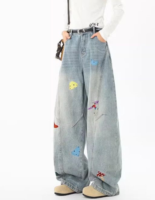 Japanese Brand Men's High-Street Style Fun Patchwork & Embroidered Jeans Size US 32 / EU 48 - 2 Thumbnail