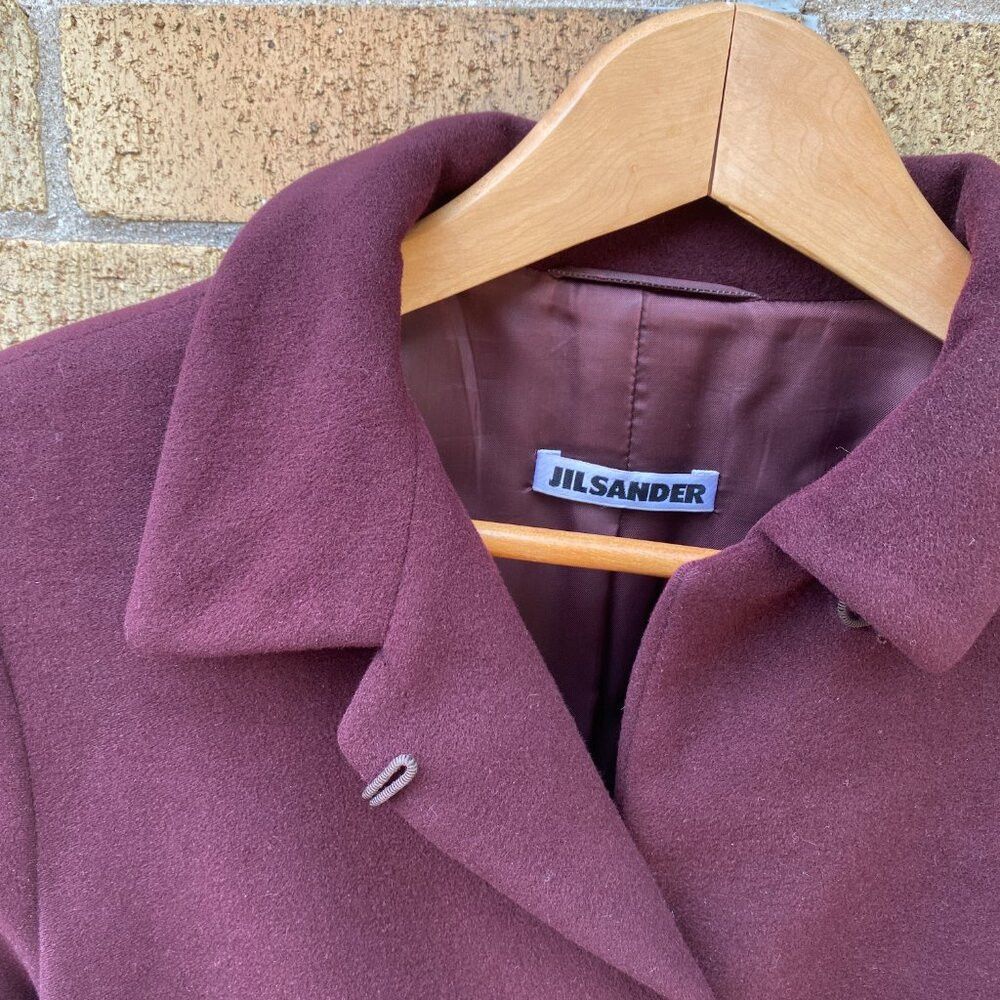 Jil Sander × Vintage Vintage 90s Jil Sander Bordeaux Coat Cashemere Wool Blend J Size S / US 4 / IT 40 - 6 Thumbnail