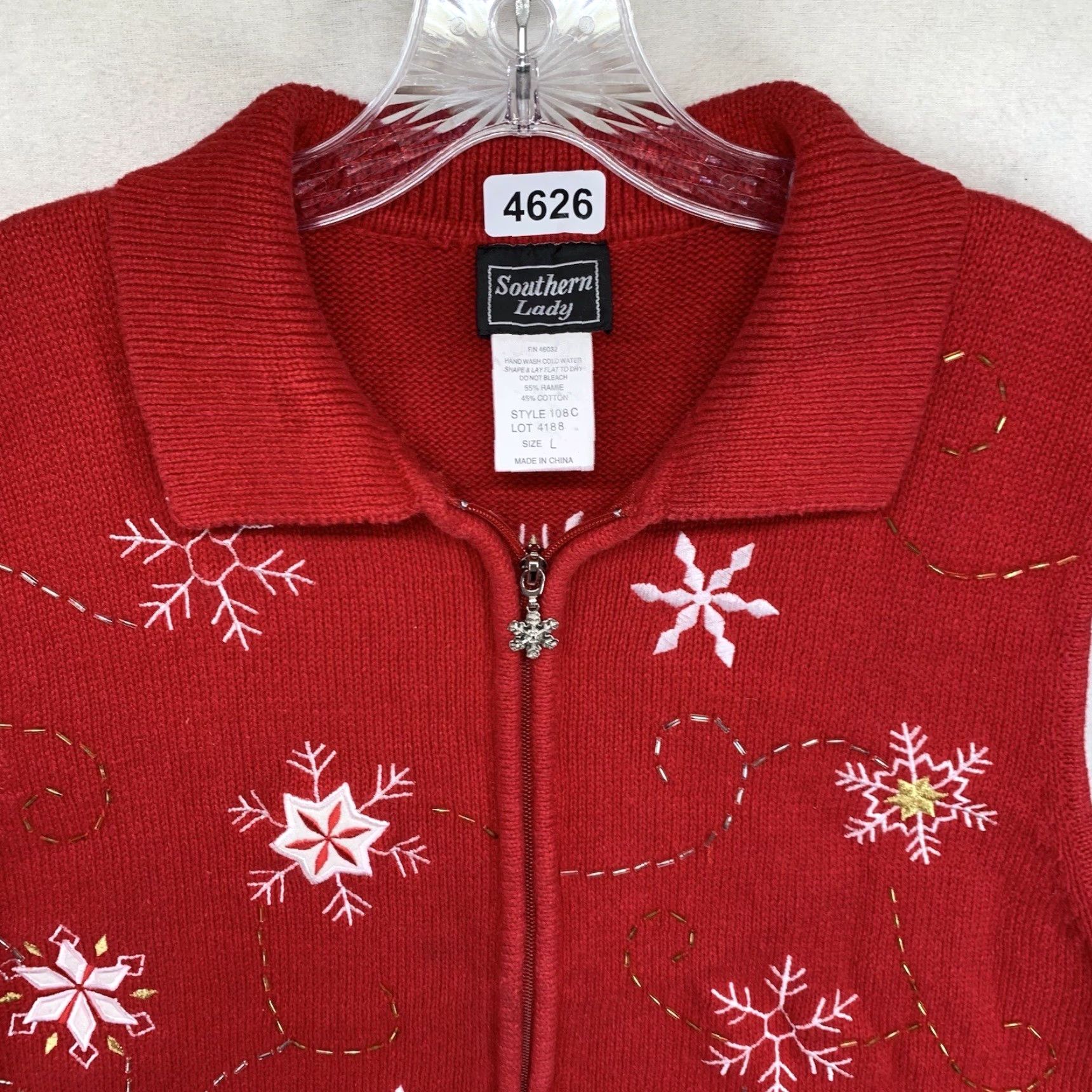 Vintage VINTAGE Southern Lady Womens Vest Sweater Geometric Snowflake Zipper Holiday Christmas Red L Adult Large Womens Size L / US 10 / IT 46 - 5 Thumbnail